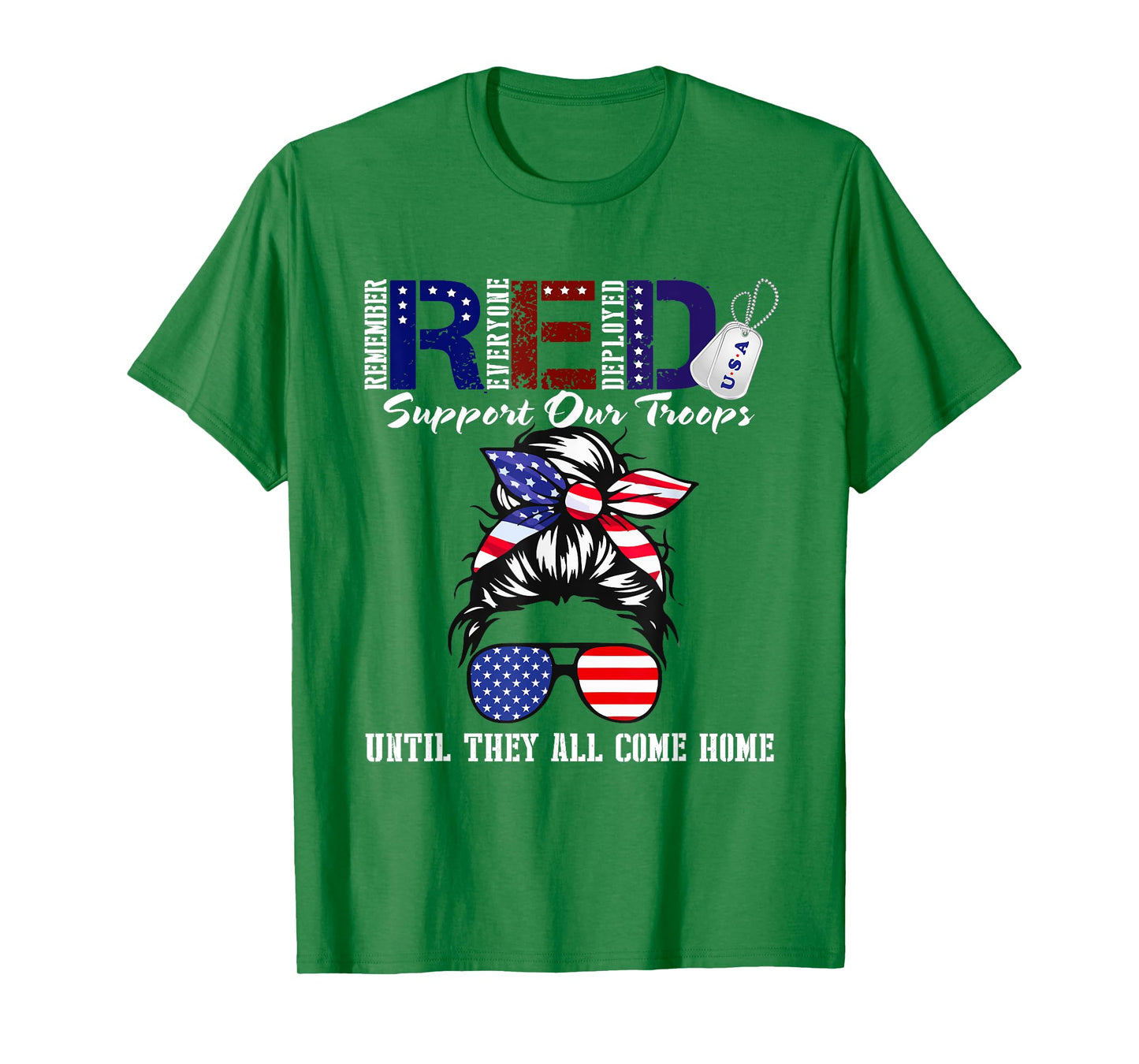 On Friday We Wear Red Military Support Troops Red US Flag T-Shirt