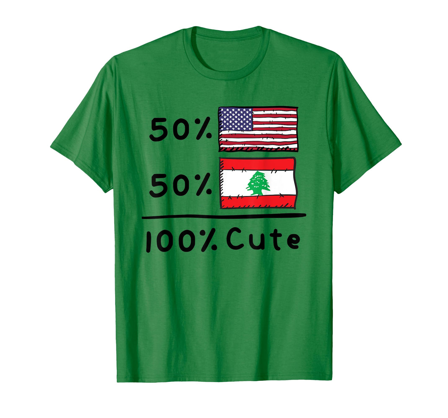 50% American 50% Lebanese 100% Cute Lebanon USA Flags T-Shirt