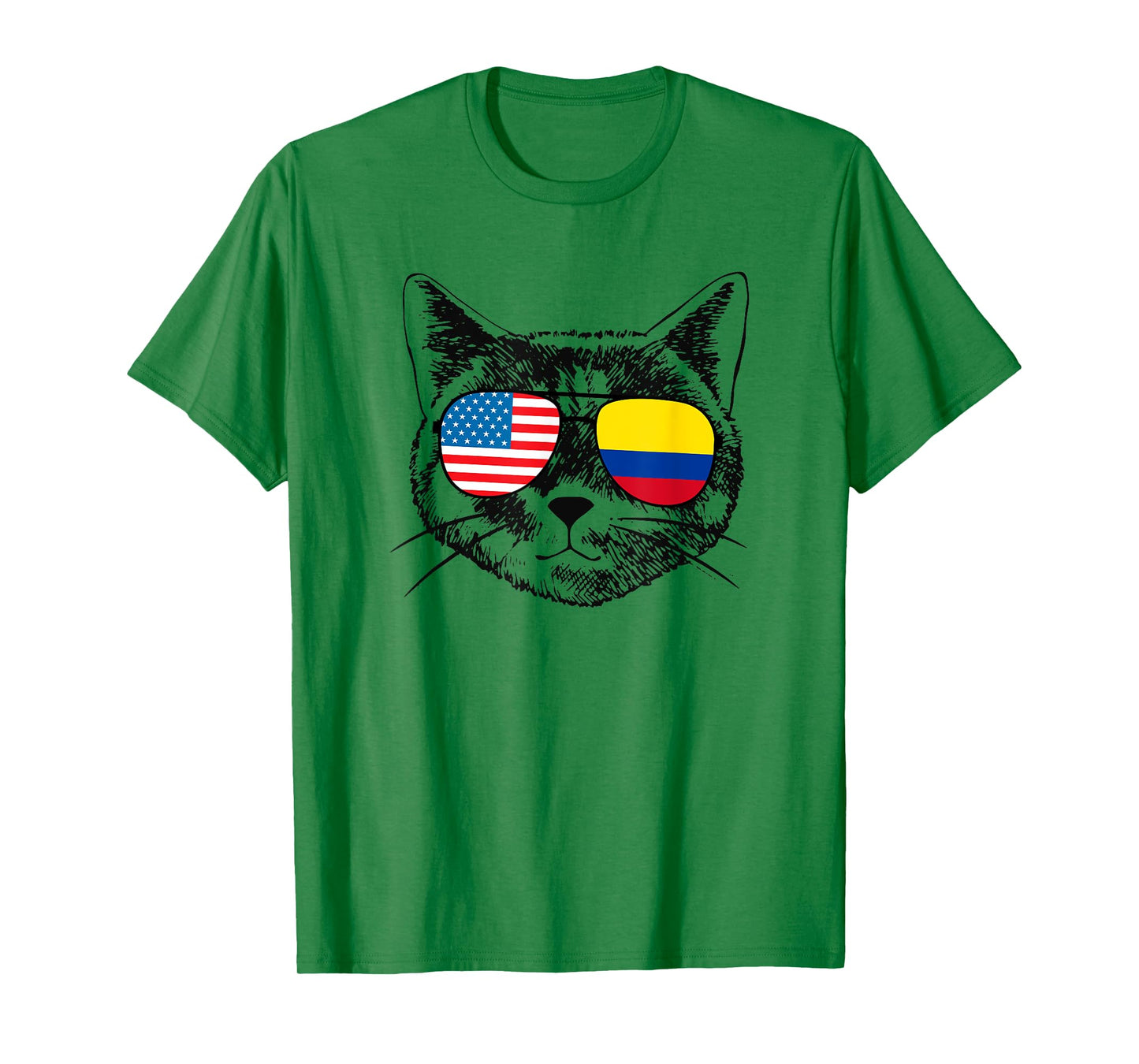 Funny Cat Half American Colombian Colombia Flag Men Women T-Shirt