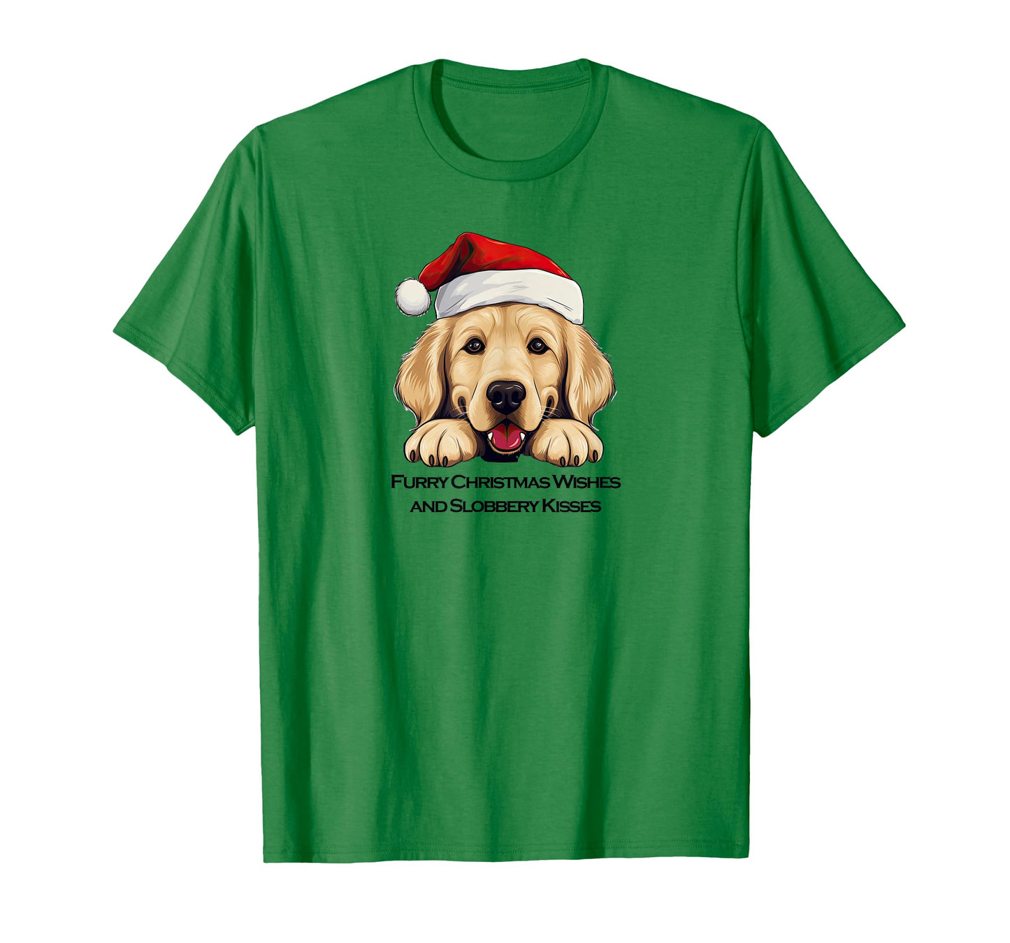 Merry Xmas Golden Retriever Santa "Furry" Christmas Wishes T-Shirt
