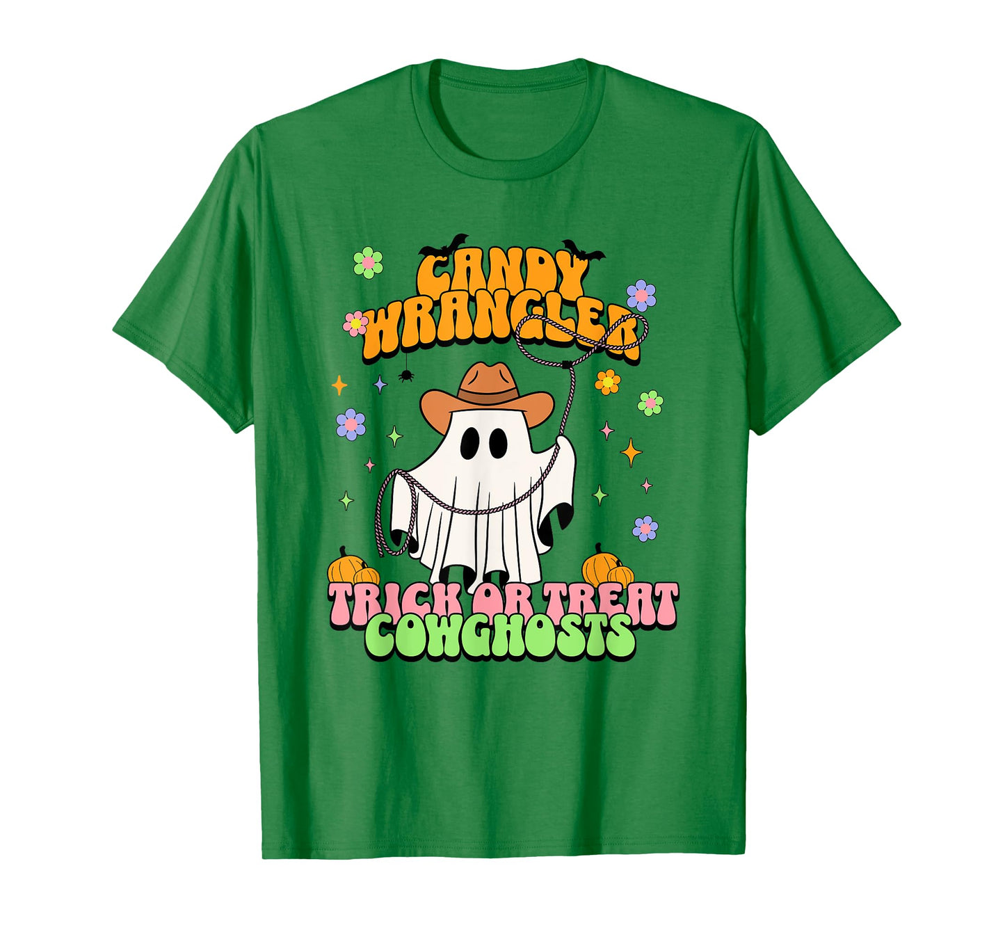 Cute Cowgirl Ghost Retro Western Groovy Halloween Treats T-Shirt