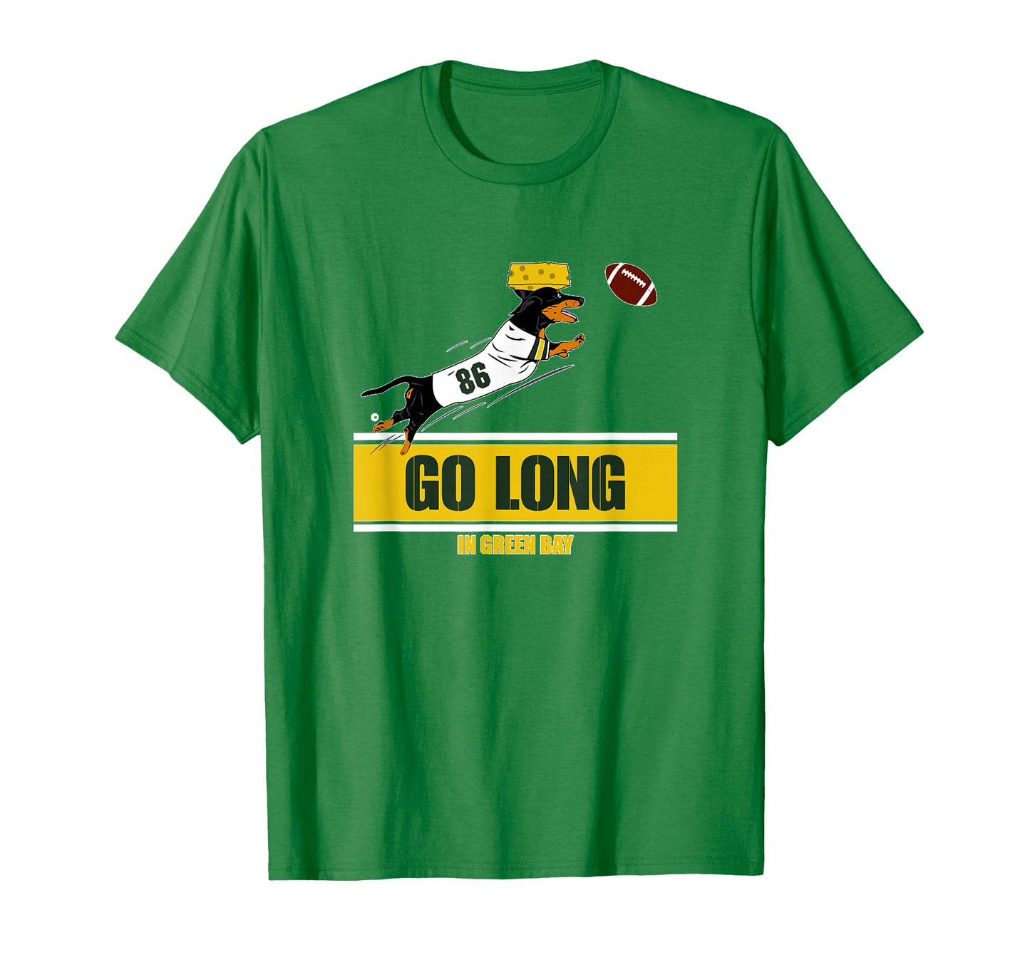 Go Long in Green Bay Funny Dachshund Football T-Shirt T-Shirt