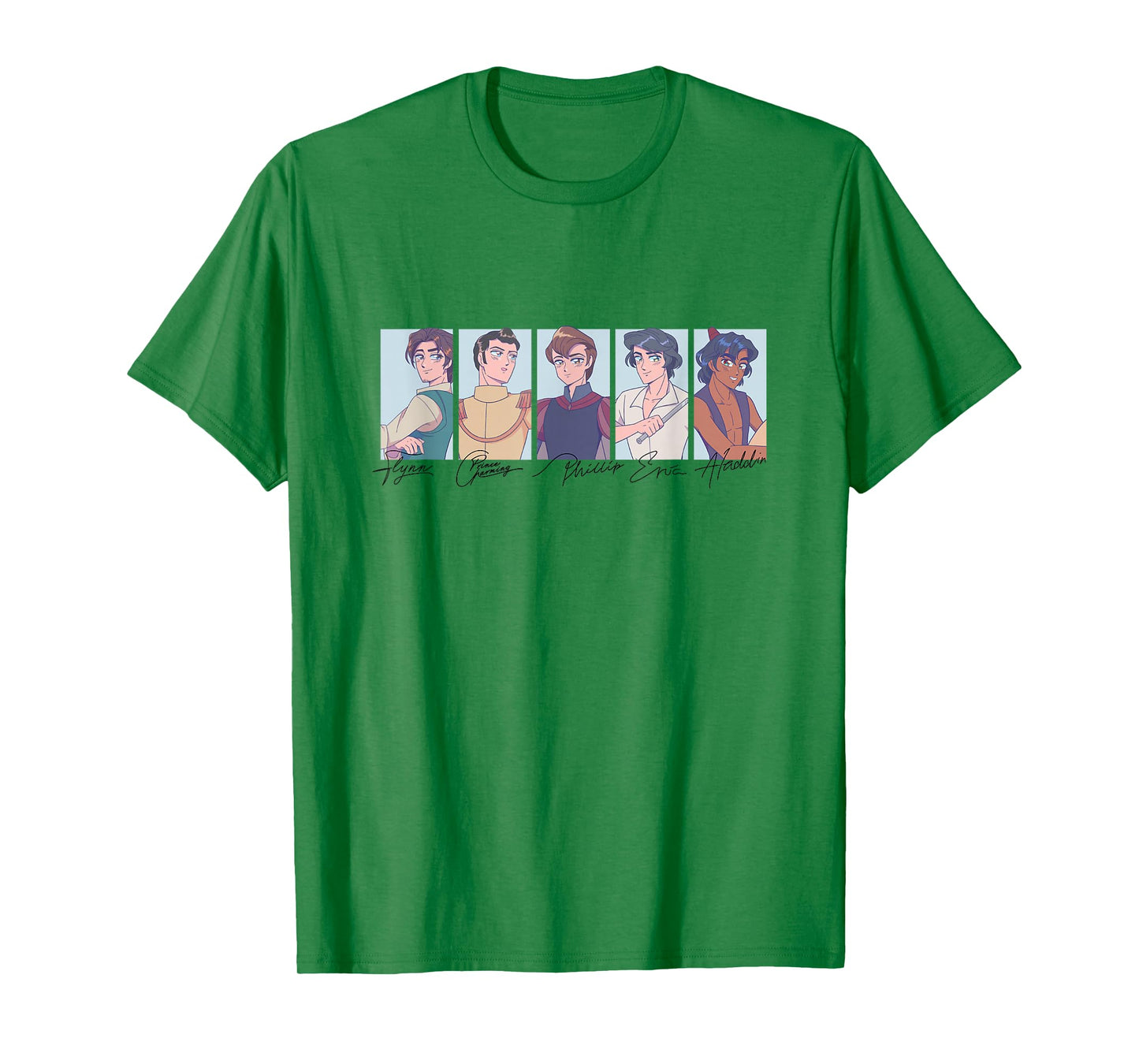 Disney Princess Princes Manga Version Group Shot Big Panels T-Shirt