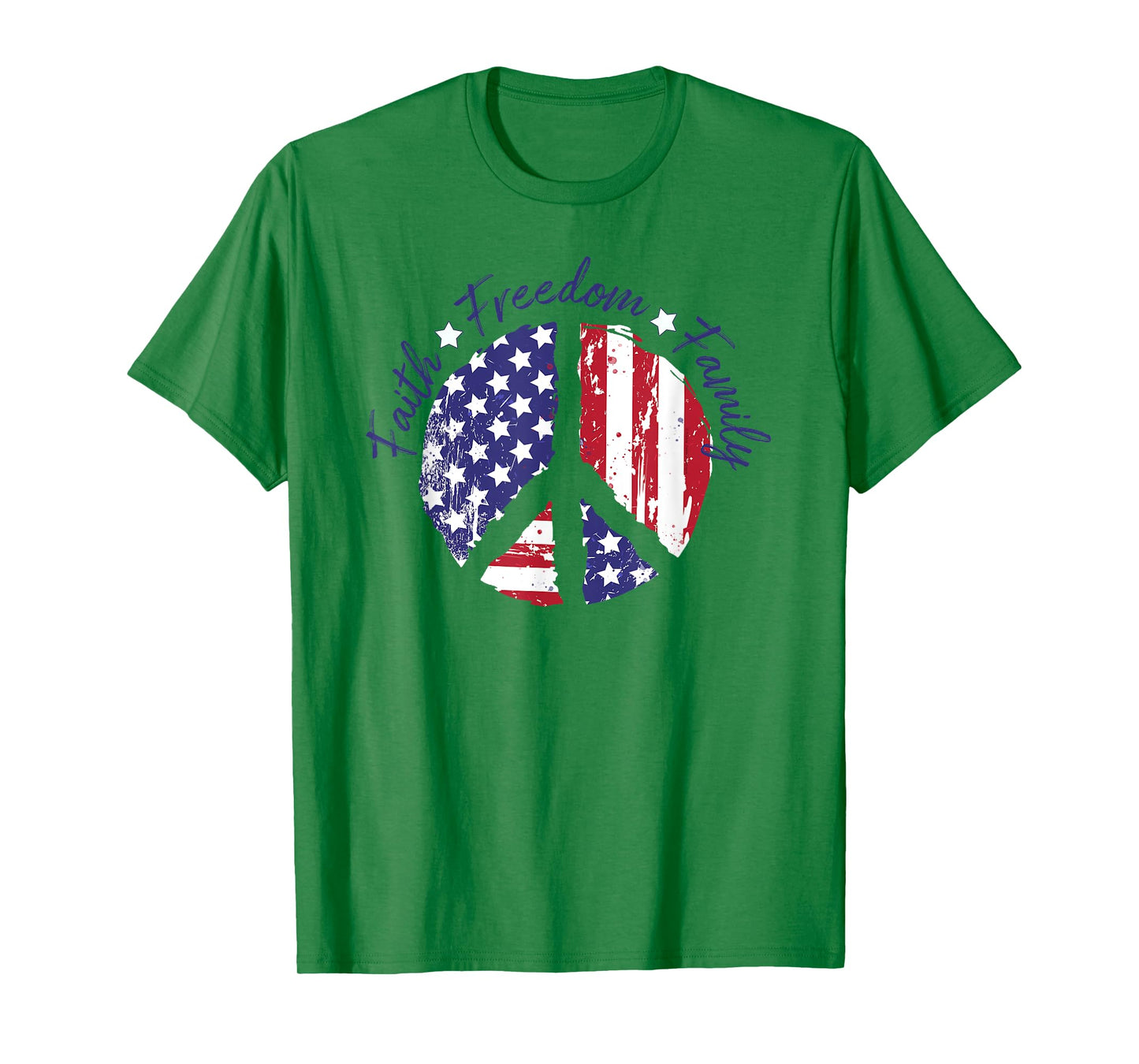 Patriotic Peace Sign USA Flag Faith Freedom Family T-Shirt