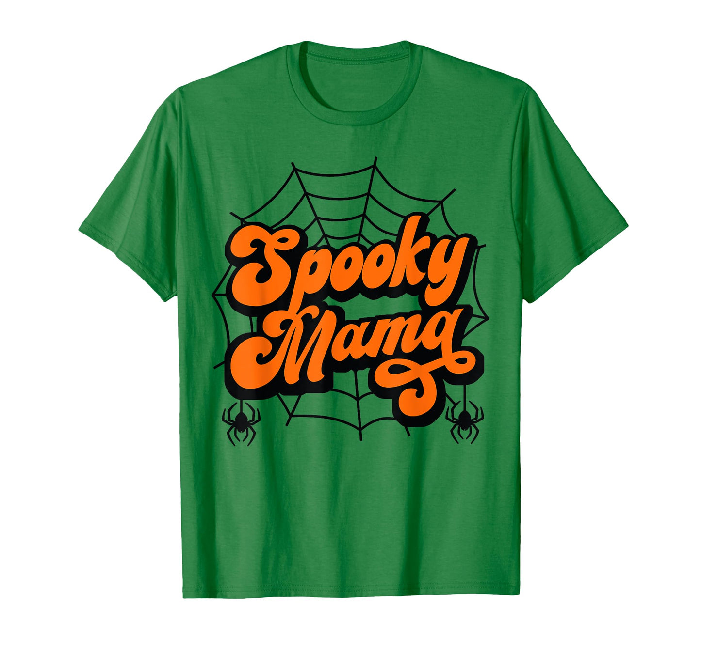 Spooky Mama Retro Halloween Mom Spider Web Orange Design T-Shirt