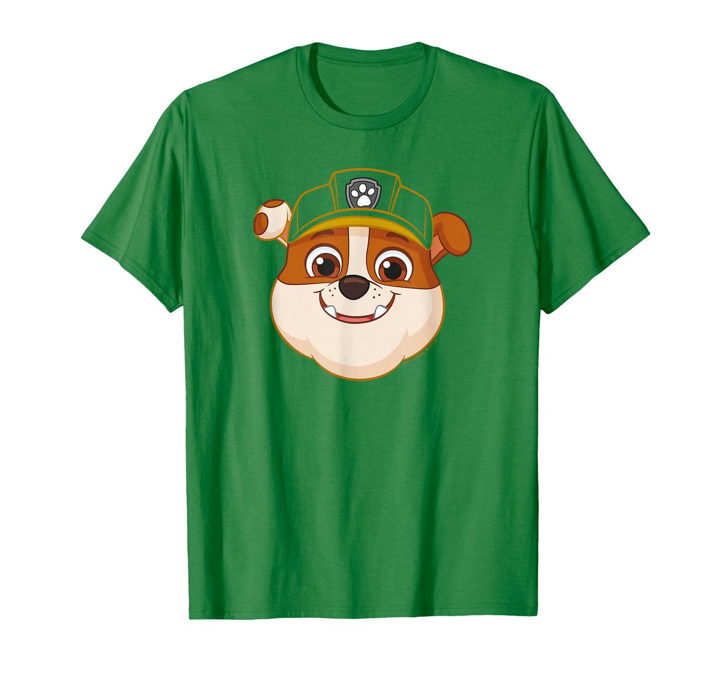 Paw Patrol Rubble Grin T-Shirt - Boys, Kids, Unisex - Yellow - Cartoon Bulldog - Crew Neck - Short Sleeve - Small (5-6 years) - Machine Wash