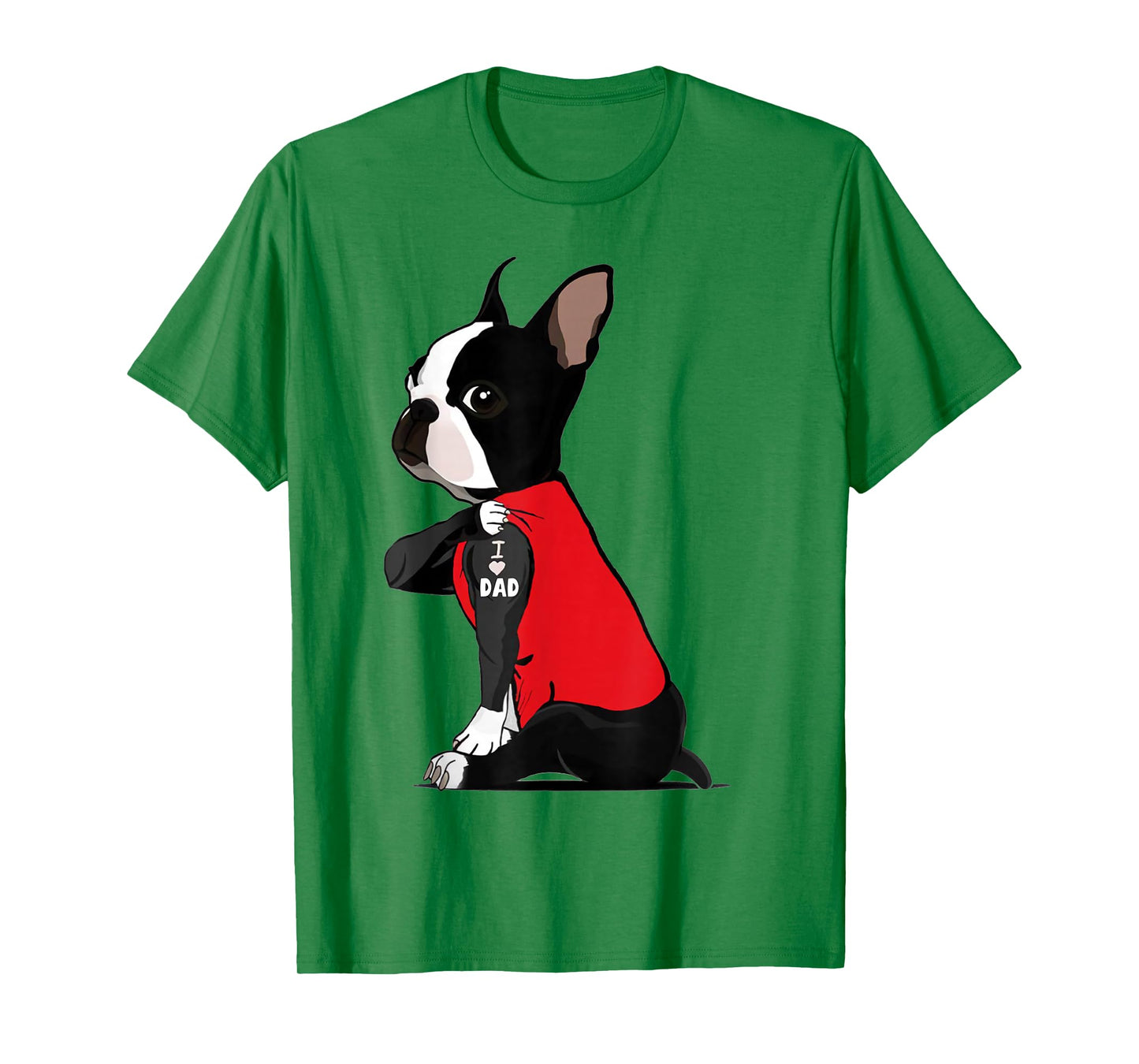Boston Terrier I Love Dad Tattoo Shirt Funny Boston Terrier T-Shirt