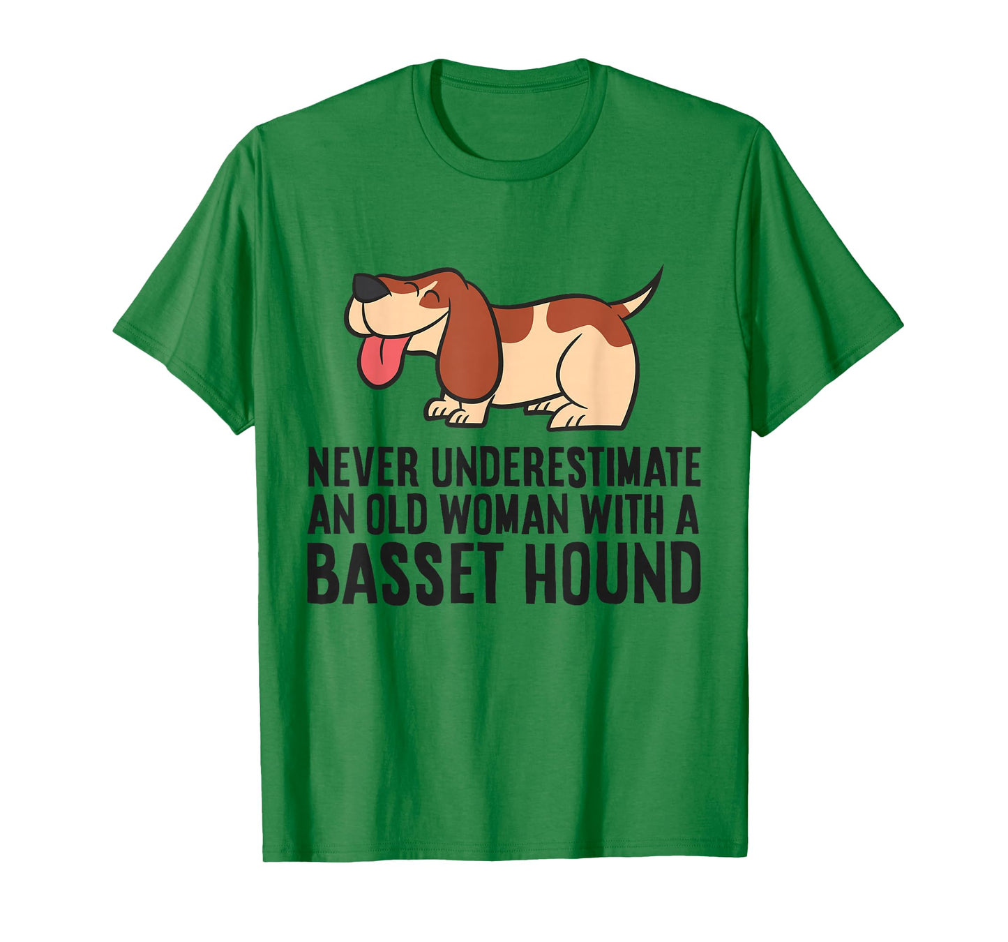 Never Underestimate An Old Woman With A Basset Hound T-Shirt
