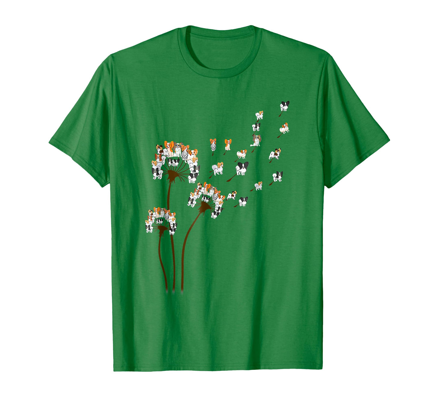 Papillon Dogs Flower Fly Dandelion Shirt Dog Mama Dog Lover T-Shirt