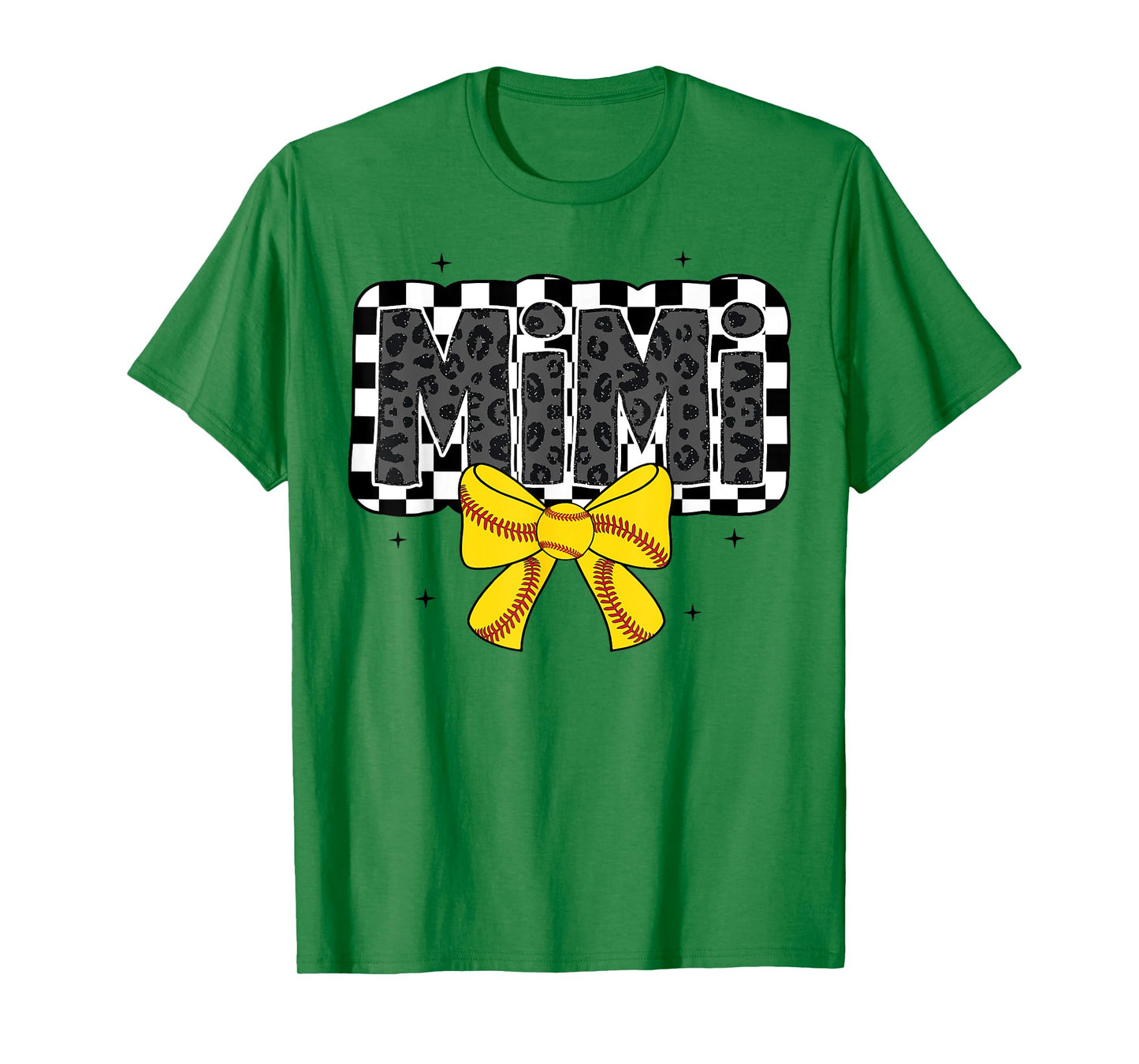Cute Softball Mimi Ballpark Coquette Bow Grandma Mothers Day T-Shirt