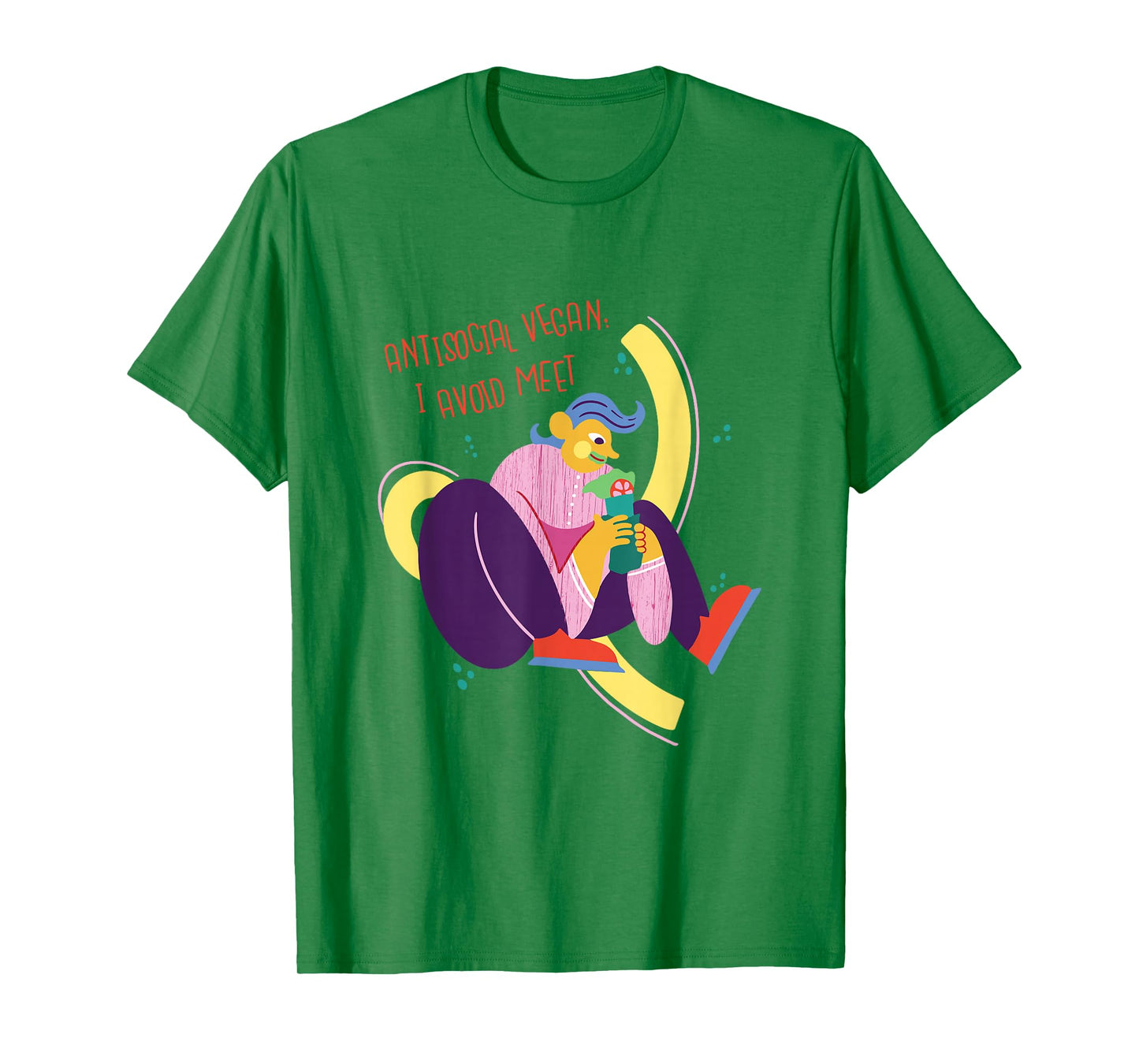 Antisocial Vegan - I Avoid Meat - Funny Plant Based Humor T-Shirt