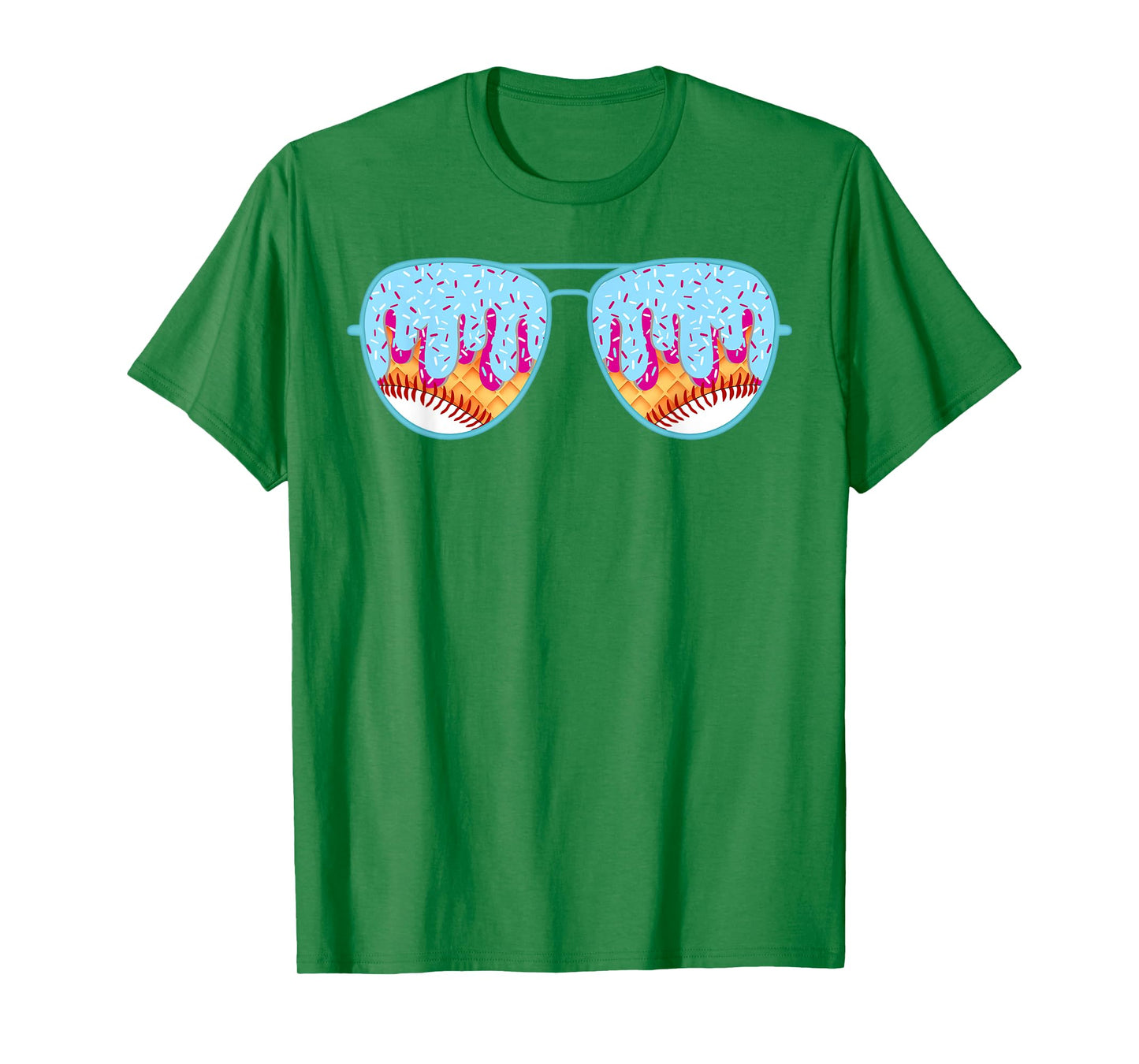 Baseball Sunglasses Ice Cream Drip With Sprinkles T-Shirt