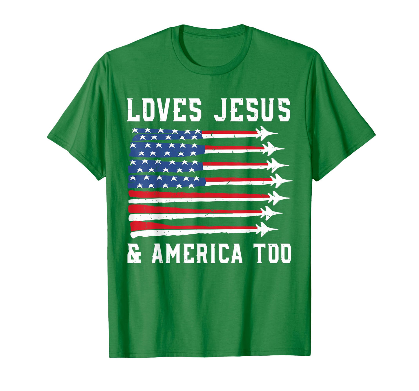 Toddler Boy Loves Jesus & America Too 4th july Jet Fighter T-Shirt