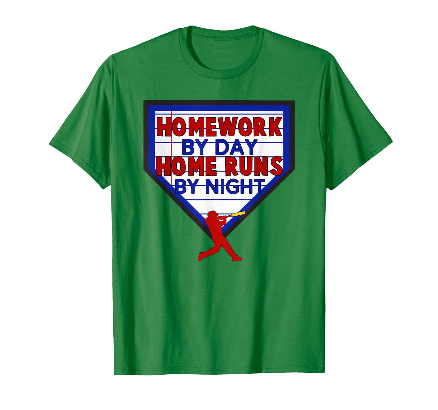 Homework by Day Home Runs by Night Baseball Back to School T-Shirt