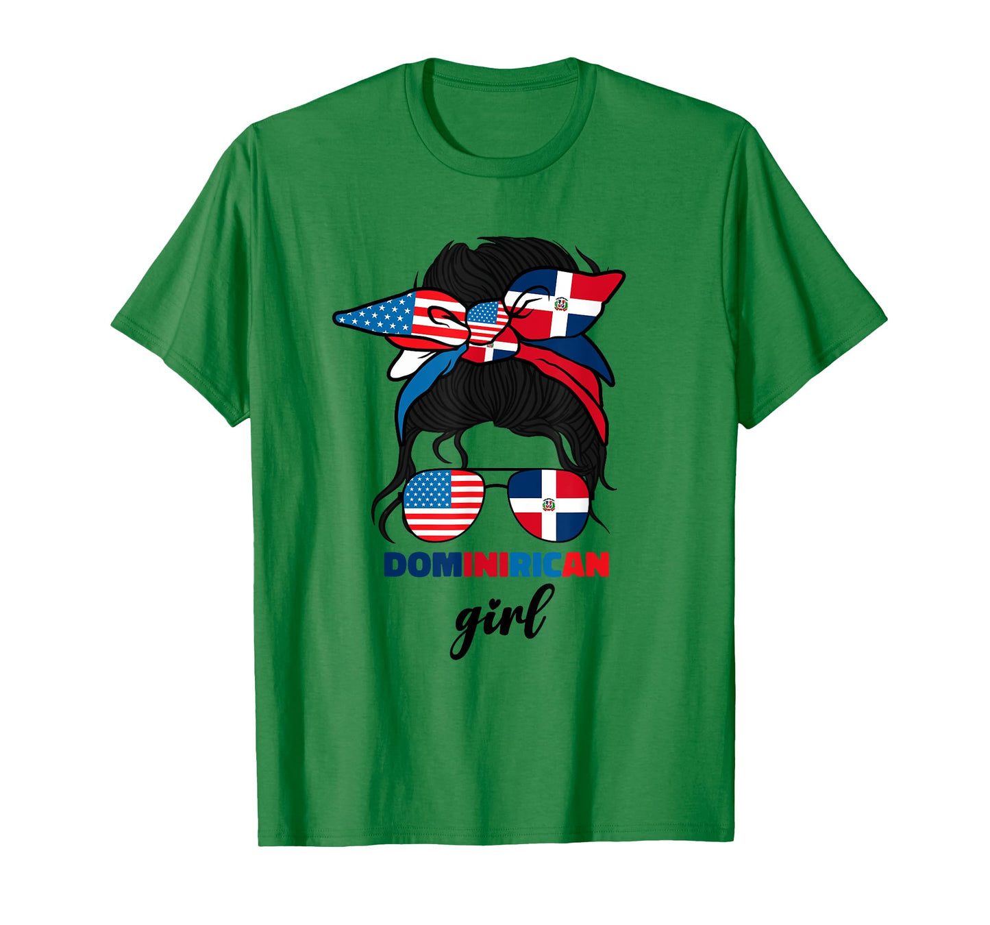 Half Dominican And American Dominicana Republic Flag Girl T-Shirt