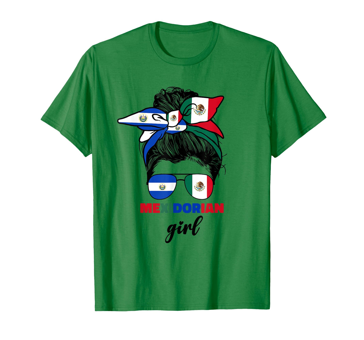 Half Mexican and Salvadorian Mexico El Salvador Flag Girl T-Shirt