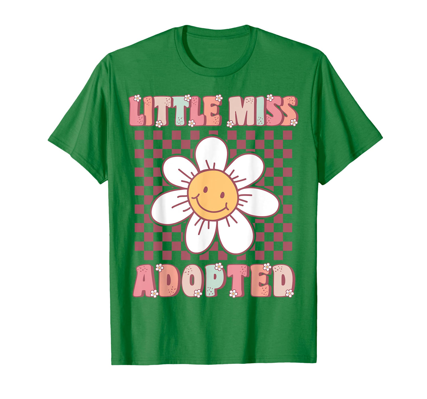 Little Miss Adopted Girls Cute Groovy Kids Adoption Day T-Shirt