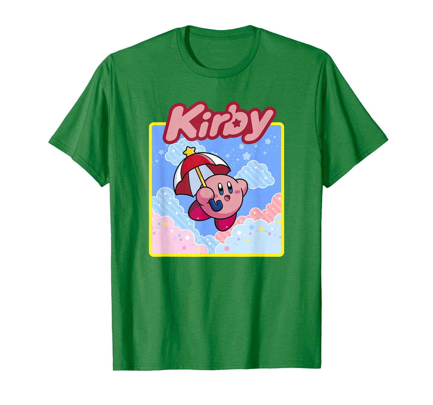 Kirby Floating in The Clouds Pastel Kawaii Nintendo Panel T-Shirt