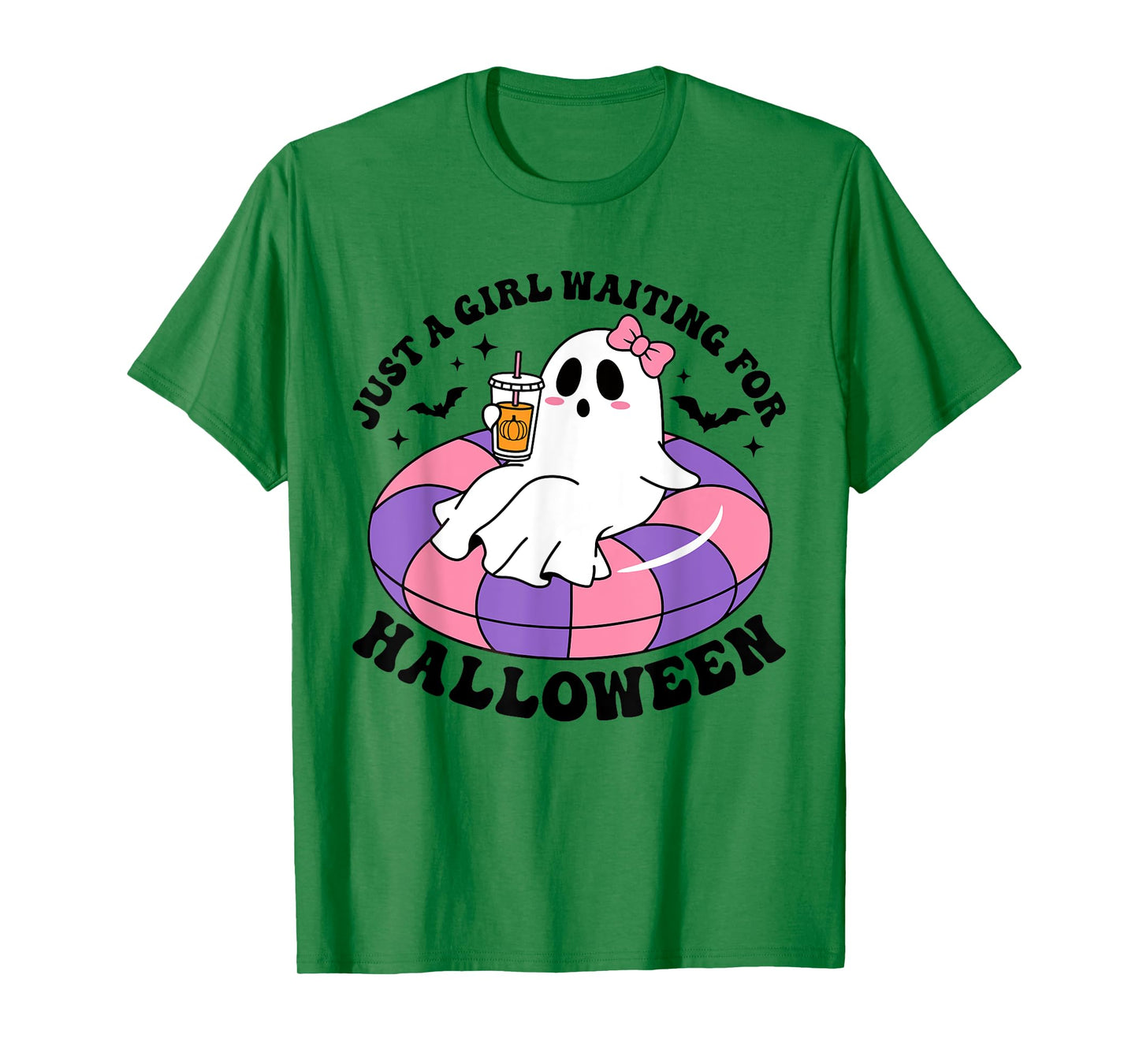 Just A Girl Waiting For Halloween Ghost Spooky Vibe Summer T-Shirt