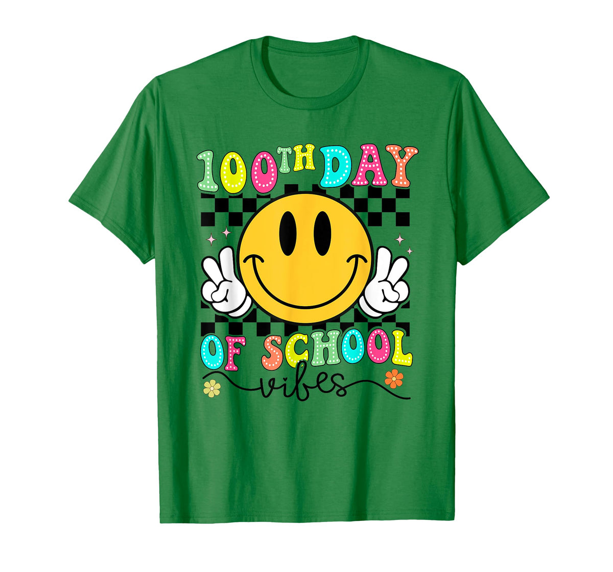 100th Day of School Vibes Cute Smile Face 100 Days Groovy T-Shirt
