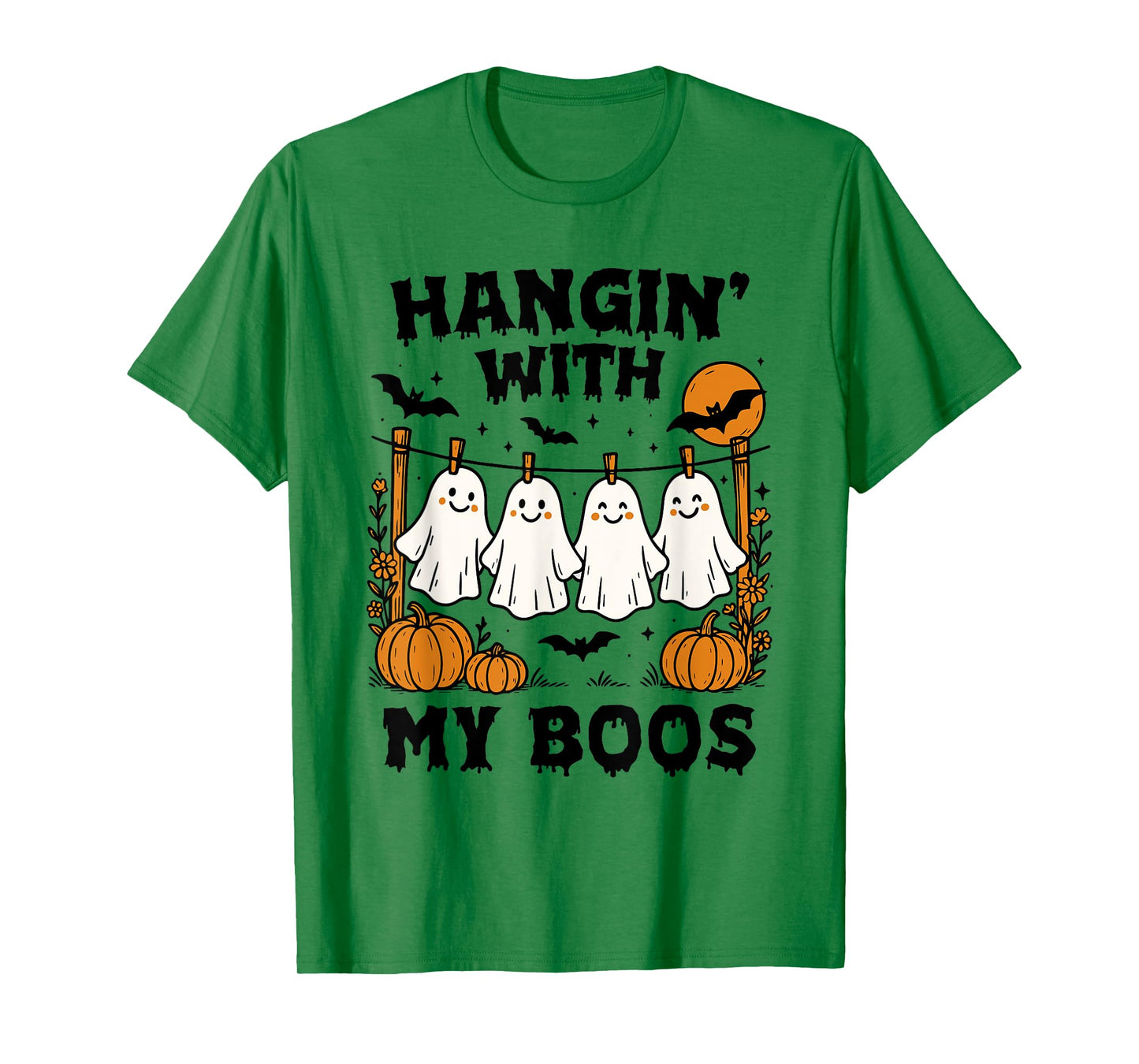 Hangin' With My Boos Cute Ghost Halloween Spooky Candy Women T-Shirt