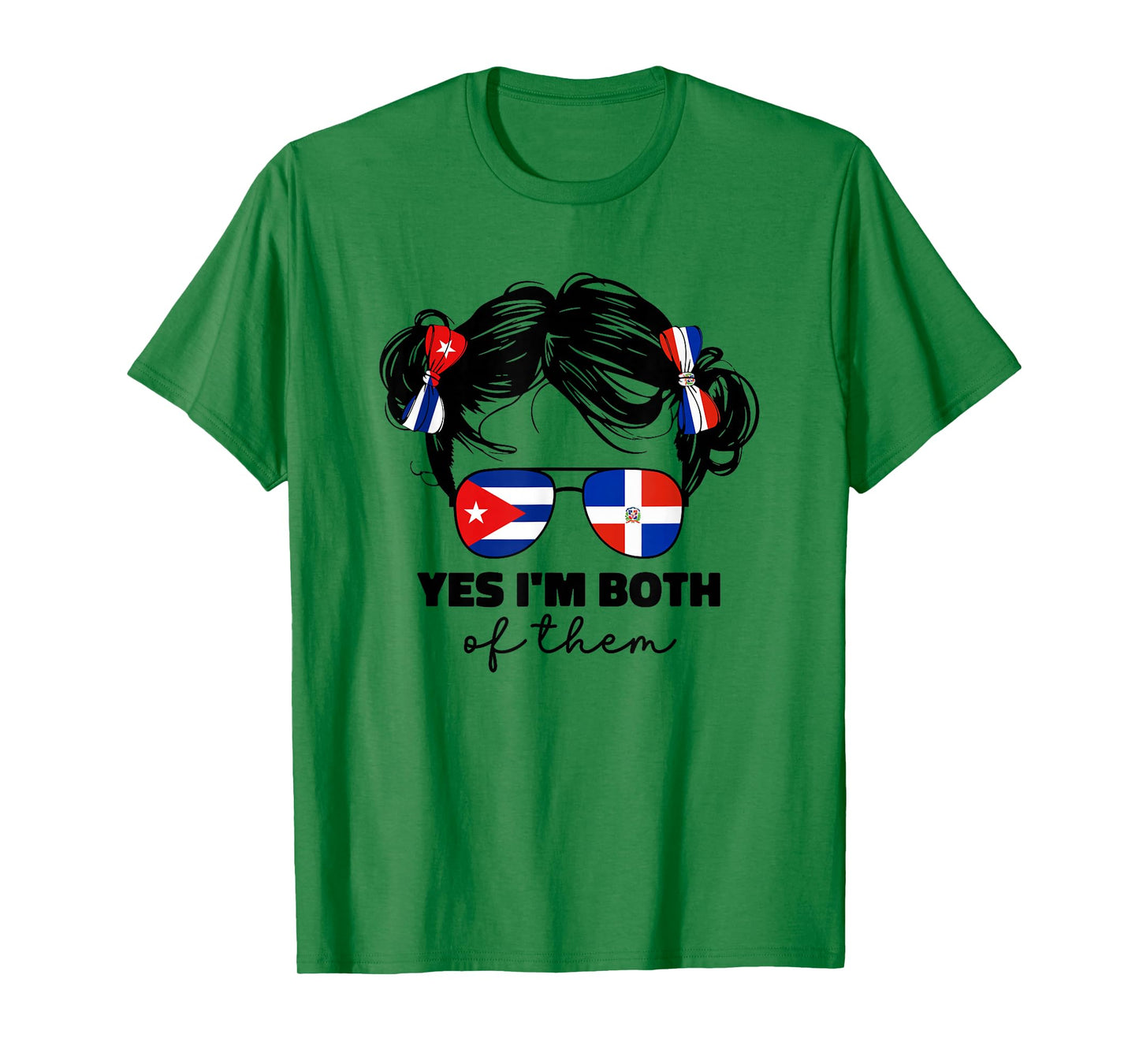 Half Dominican Republic And Cuban Cuba Flag Kids Girl Mix T-Shirt