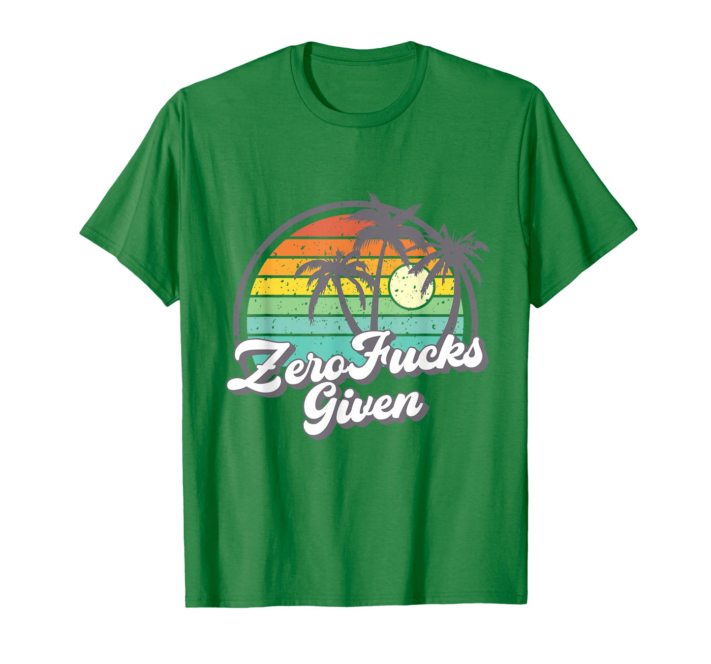 Zero Fucks Given Retro Sunset Palm Trees Funny T-Shirt