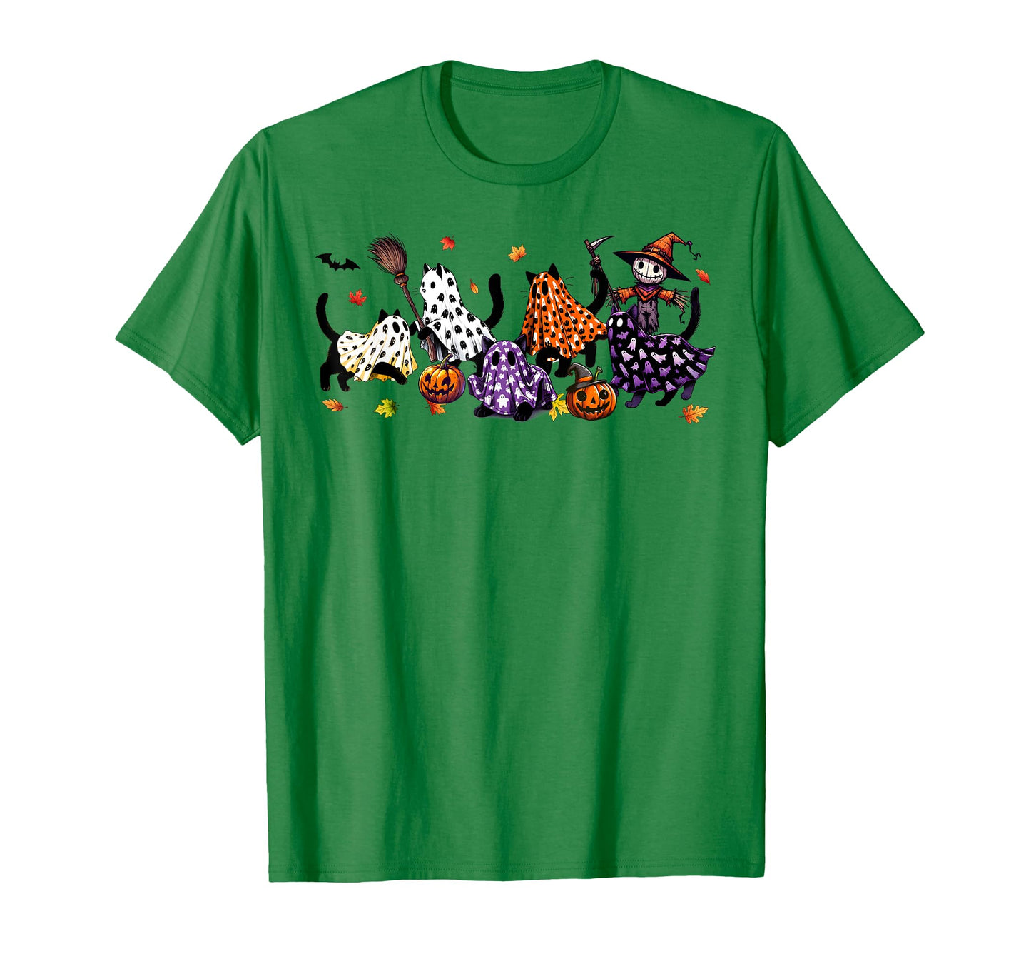 Black Cats in Cute Ghost Cat Halloween T-Shirt for Men Women Kids