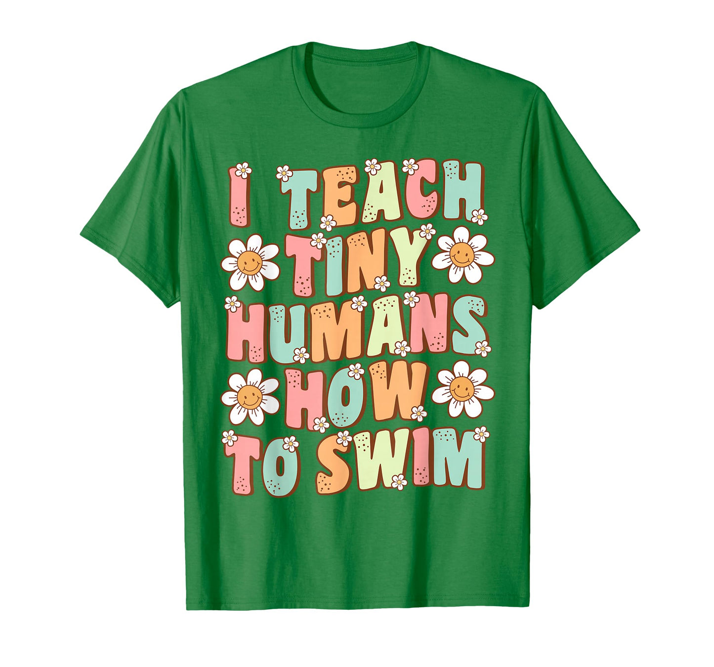 I Teach Tiny Humans to Swim Instructor Groovy Retro Swimming T-Shirt