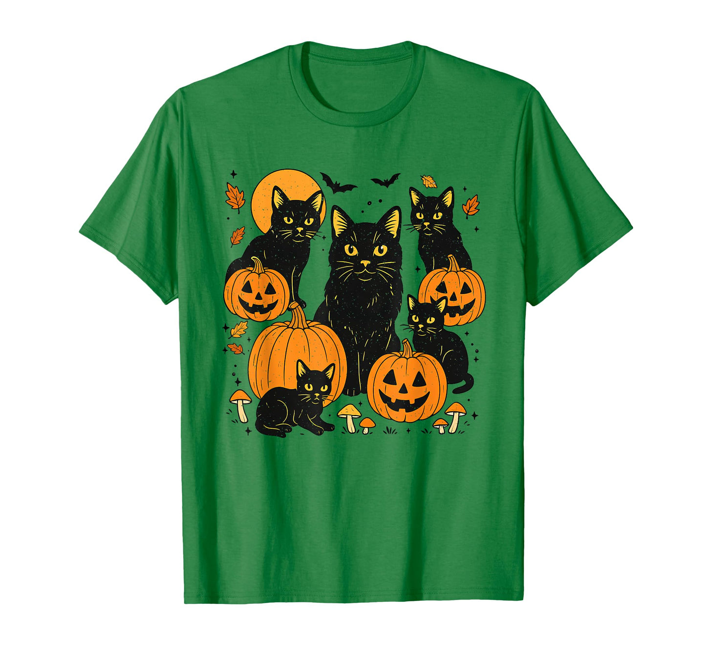 Retro Black Meow Cat Pumpkin Halloween Kitty Spooky Season T-Shirt