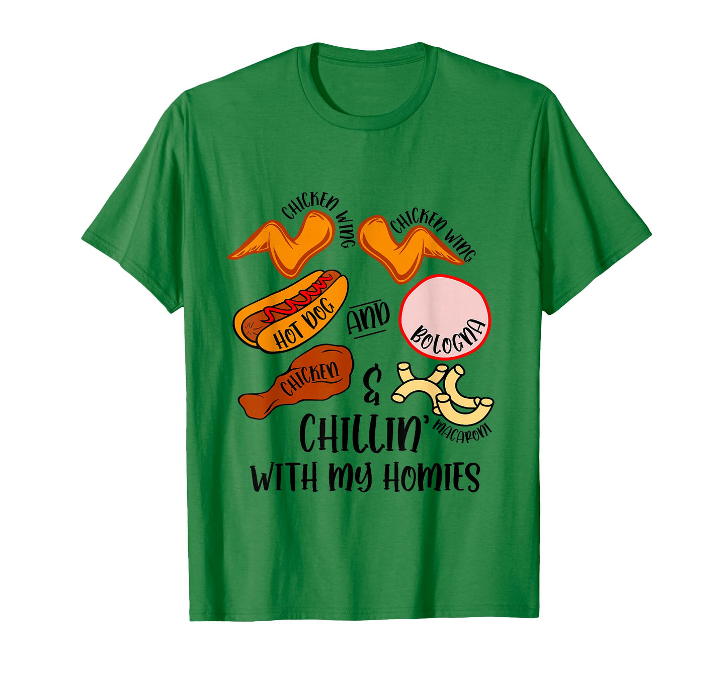 Funny Chicken Wing Song Lyric Hot Dog Bologna Macaroni Kids T-Shirt