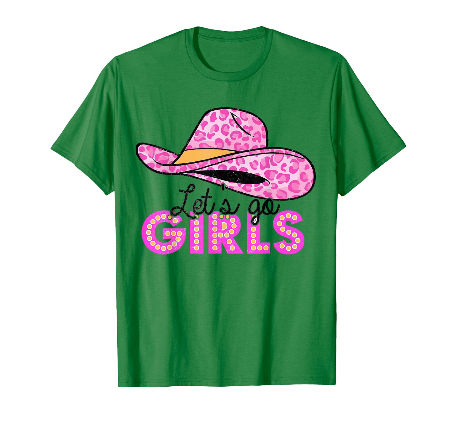 Leopard Cowboy Hat Let's Go Cowgirls Girls Western Country T-Shirt