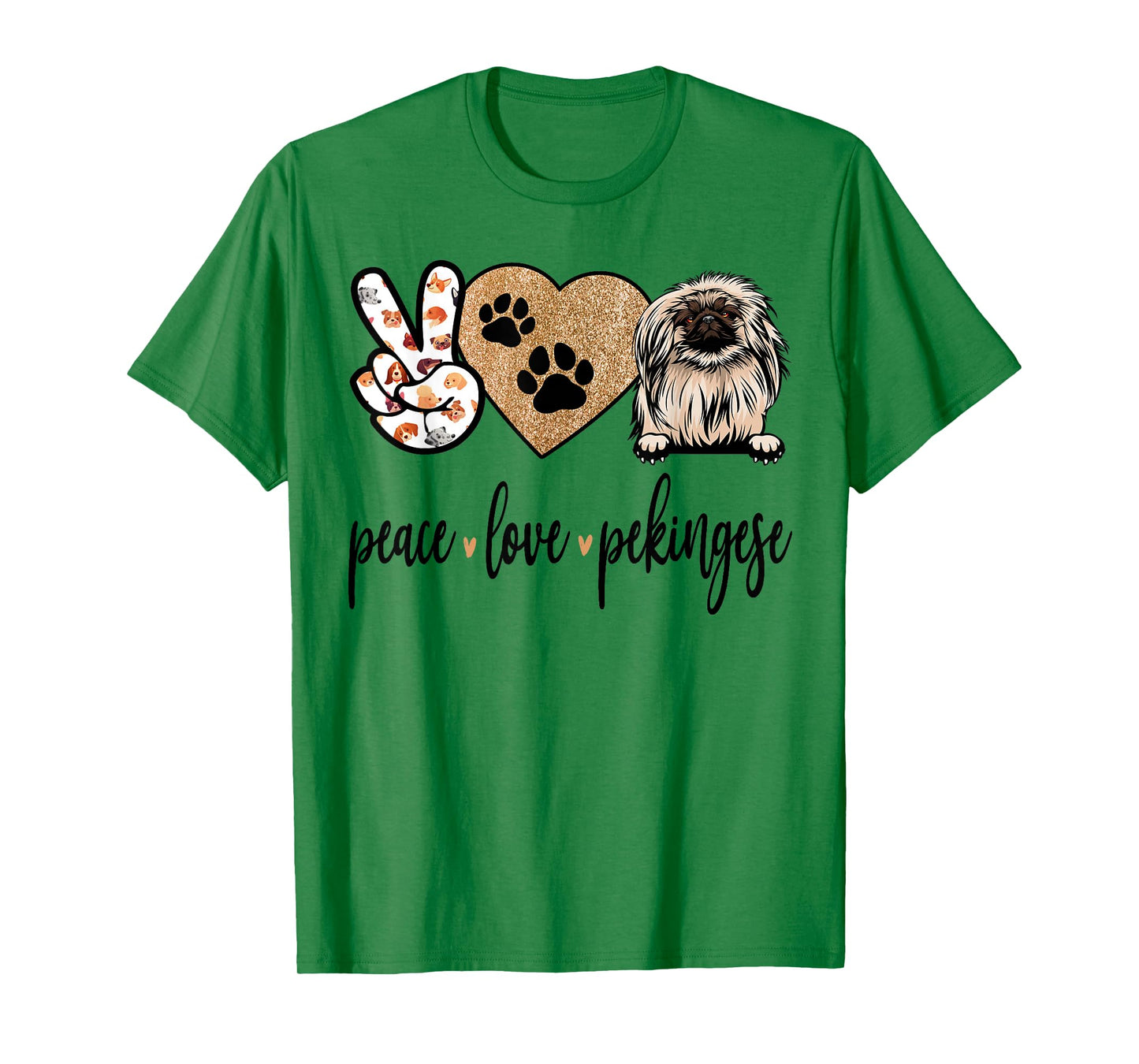 Funny Peace Love Pekingese Dog Lover T-Shirt