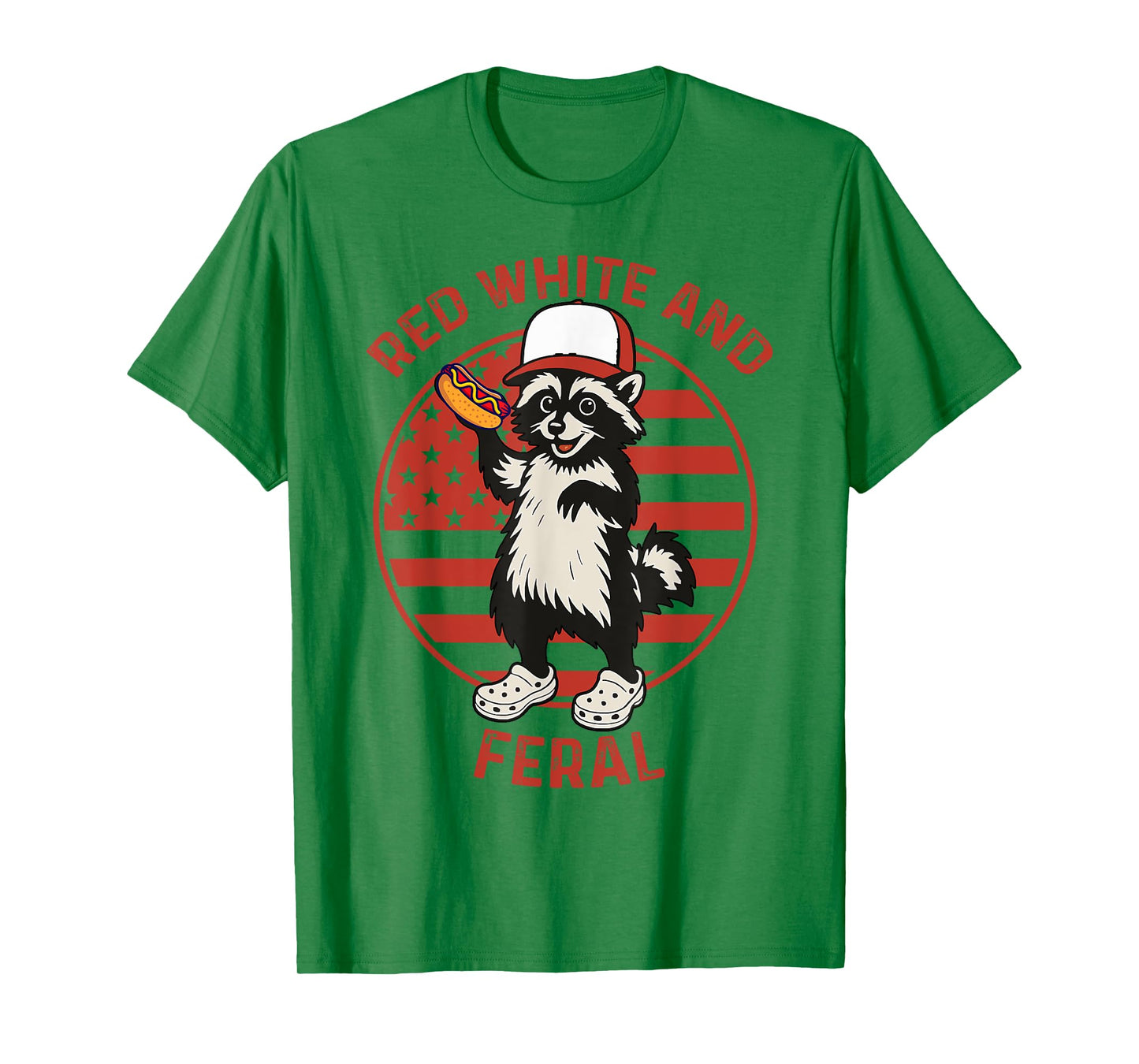 Funny Patriotic Racoon hot dog Red White And Feral 4th July T-Shirt for Men Women