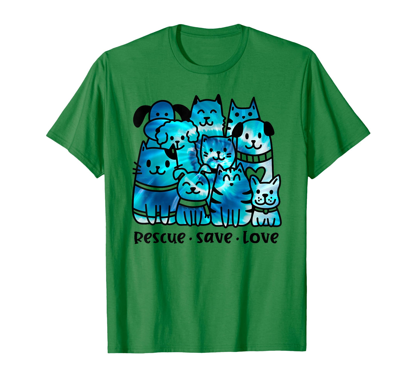 Rescue Save Love Cute Tie Dye Animal Rescue Dog Cat Lovers T-Shirt