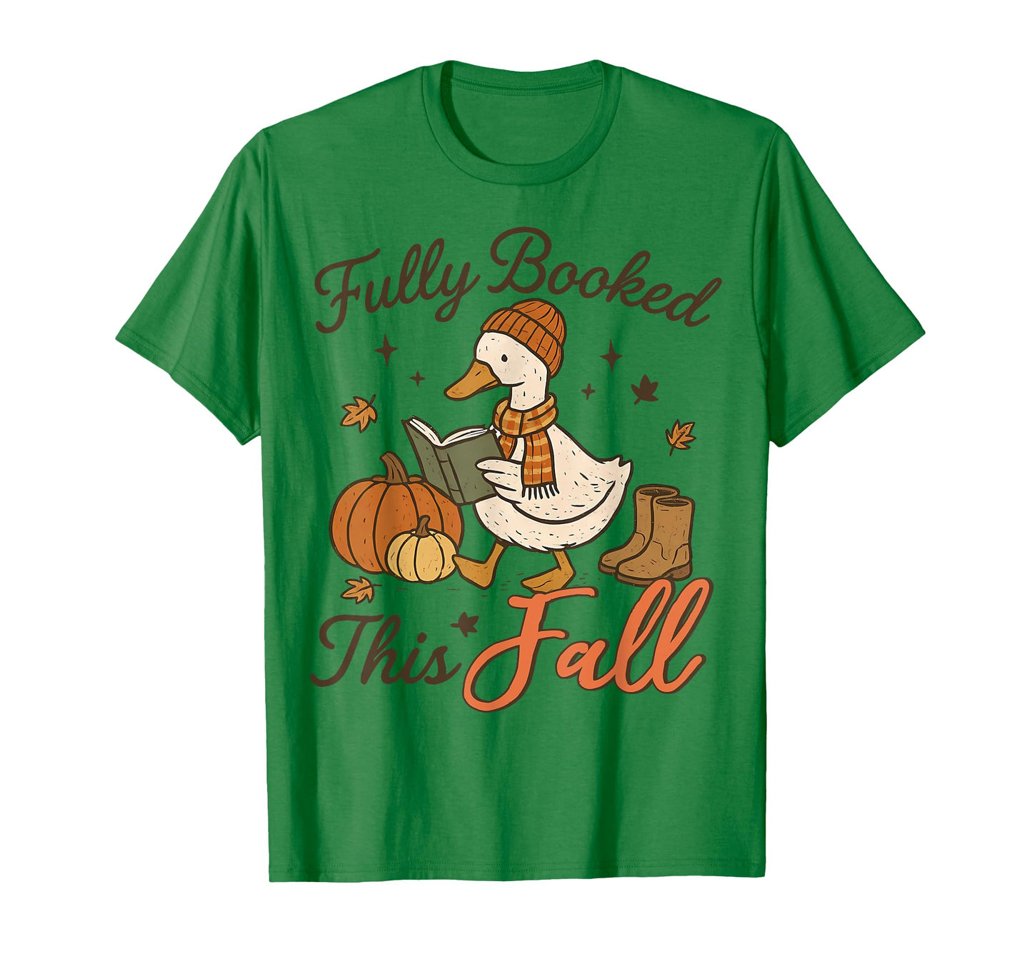 Funny Fully Booked This Fall Cute Goose Autumn Reading Women T-Shirt