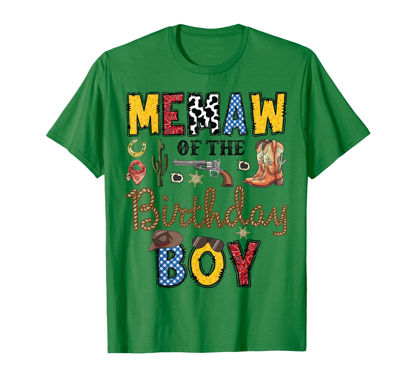 Memaw Of The Birthday Boy Cowboy Rodeo Memaw T-Shirt