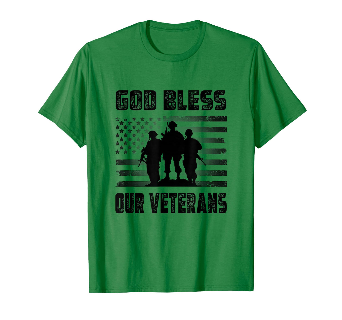 God Bless Our Veterans Patriotic American Flag T-Shirt