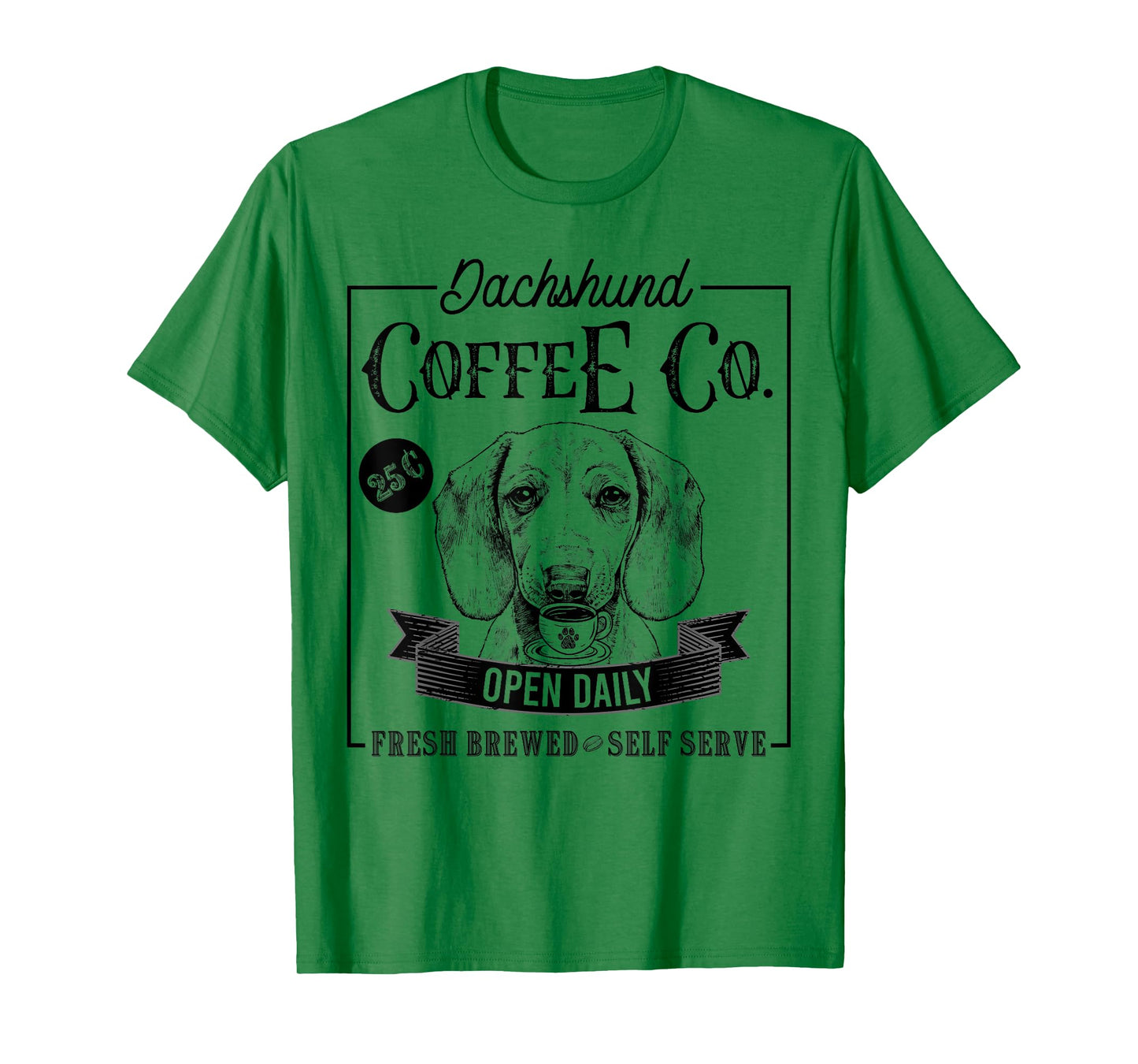 Retro Dachshund Coffee Funny Wiener Dog Mom Coffee Lover T-Shirt for Men Women Kids