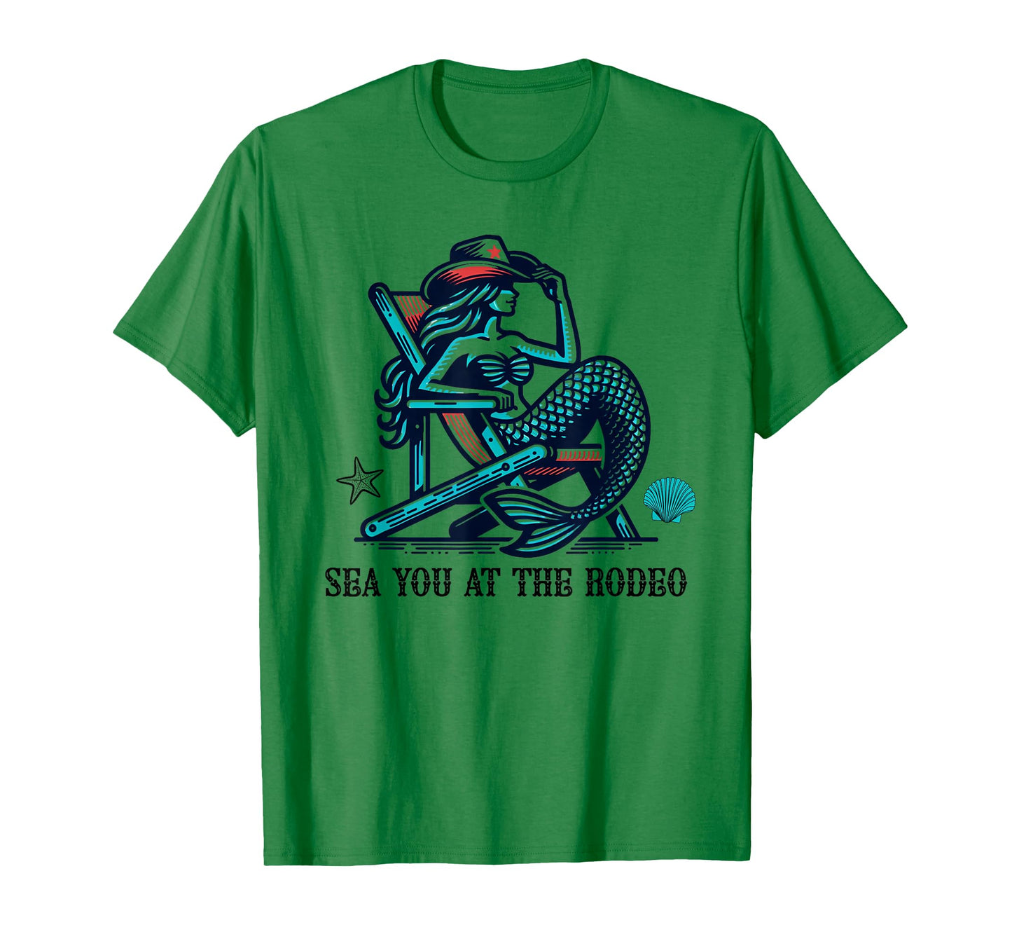 Sea You At The Rodeo Mermaid and Cowboy Hat Summer Beachy T-Shirt