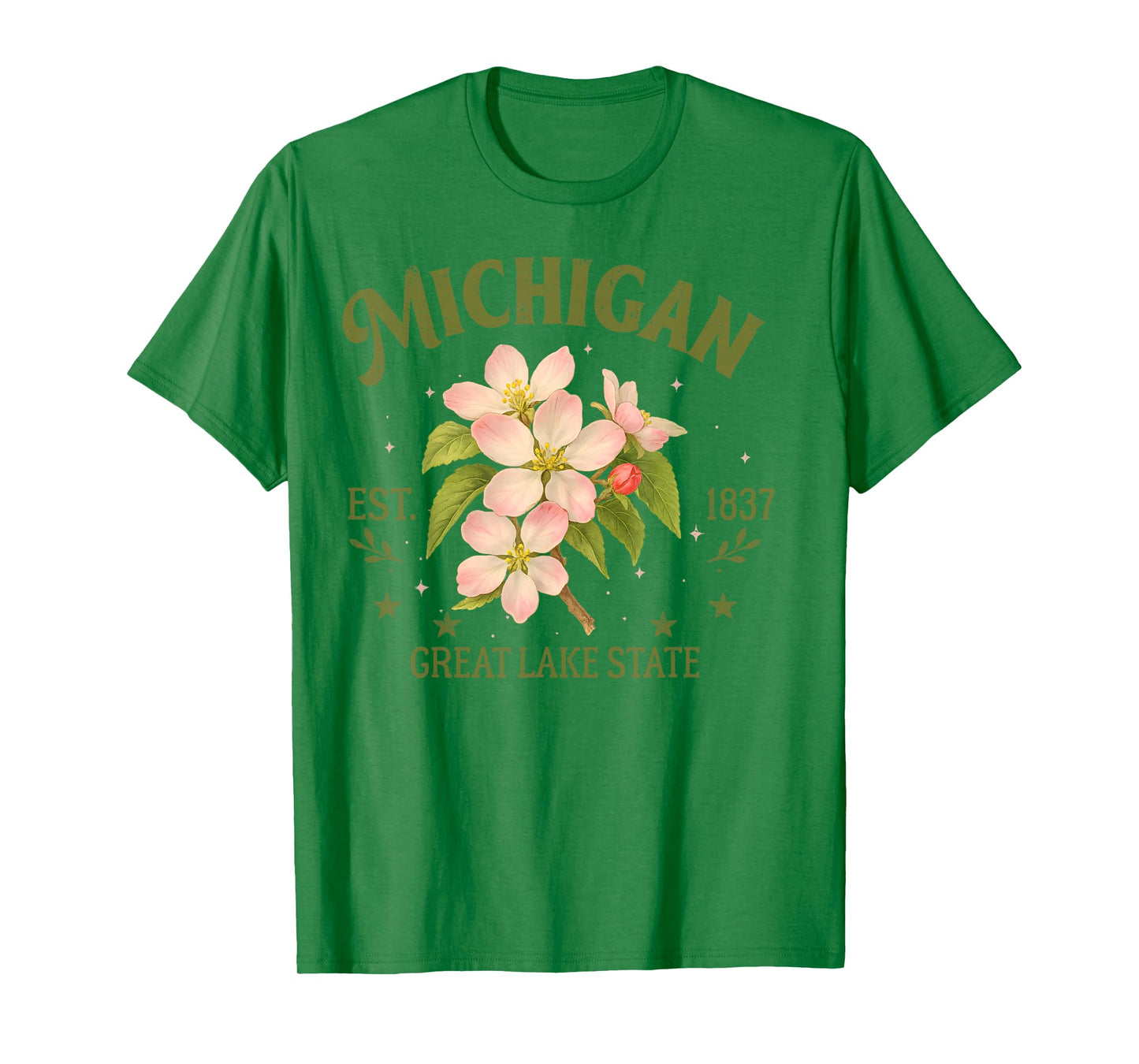 Michigan Traveling Great Lake State Souvenir Apple Blossom T-Shirt