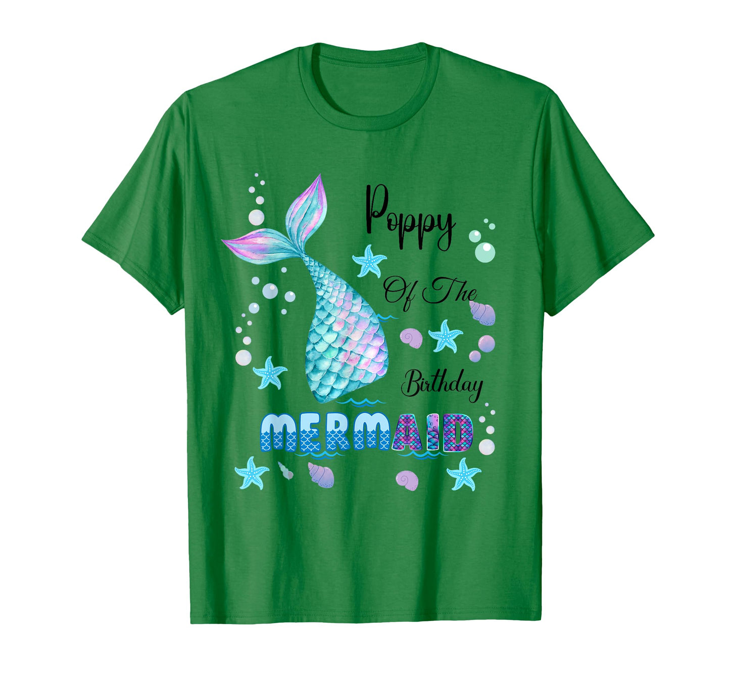 Poppy Of The Birthday Mermaid Bday Party Mermaid Kids T-Shirt