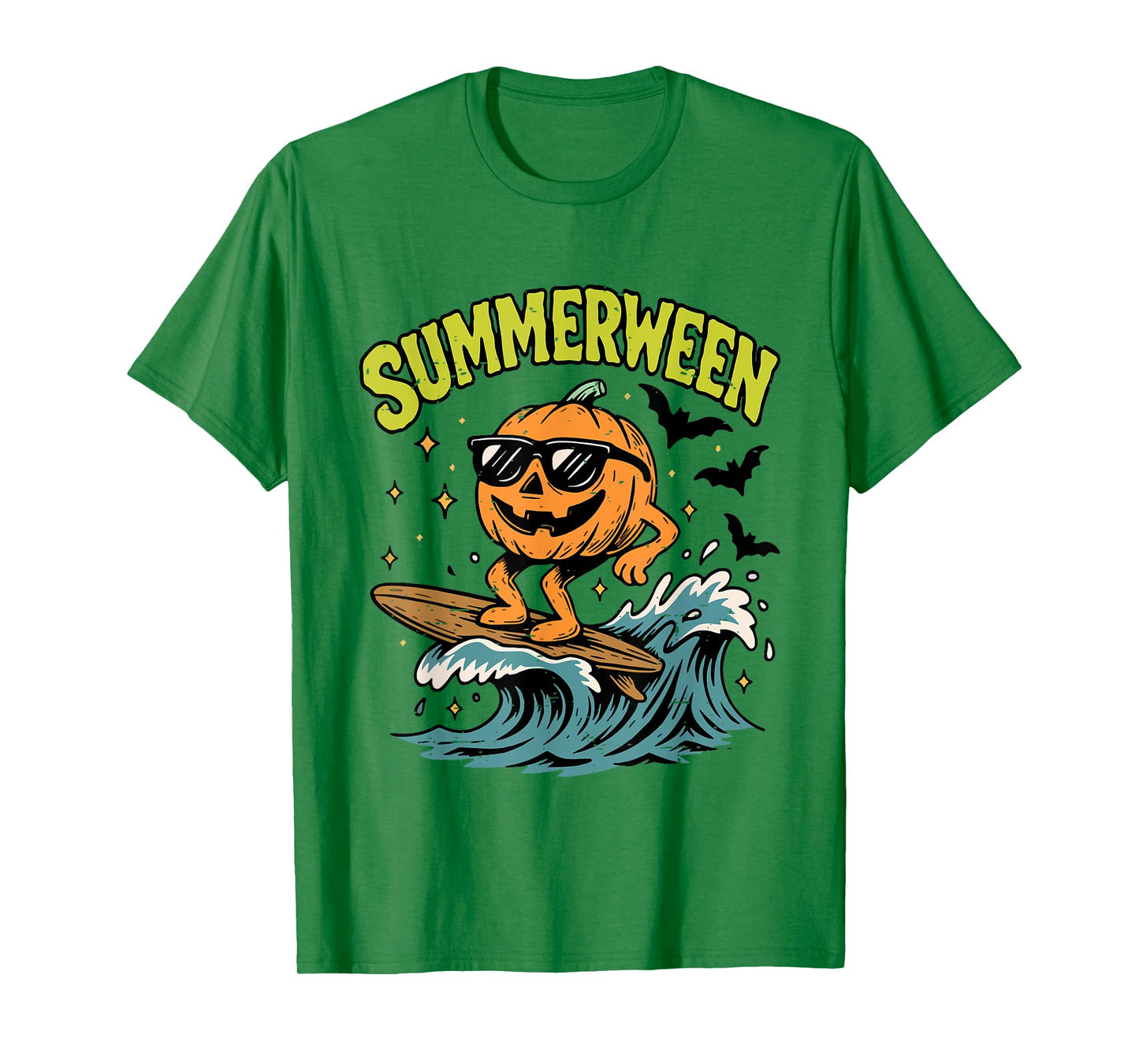 Funny Summerween Pumpkin Surfing Beach Summer Halloween Cute T-Shirt