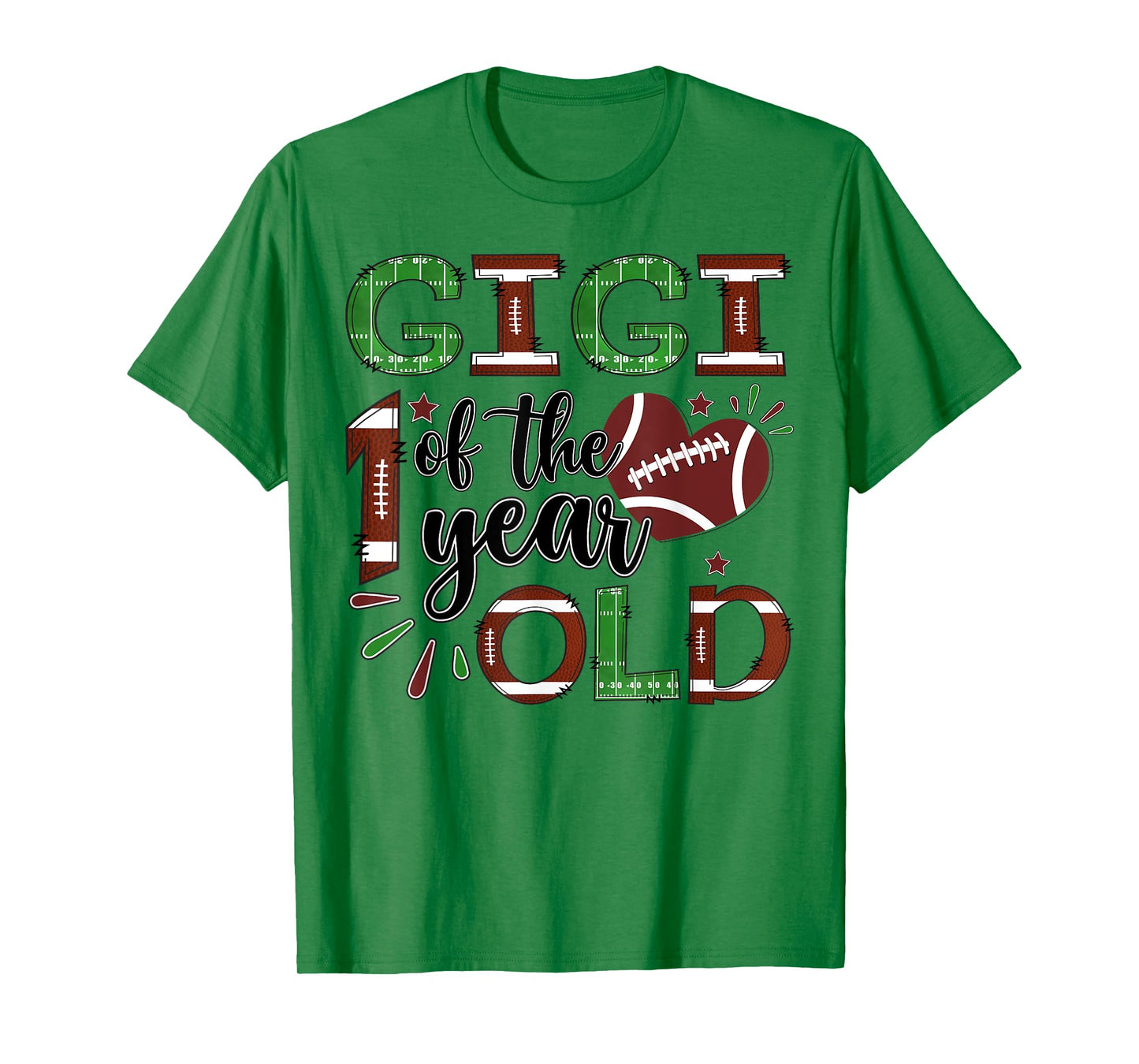 Gigi Of The 1 Year Old Football 1St Year Down Birthday T-Shirt