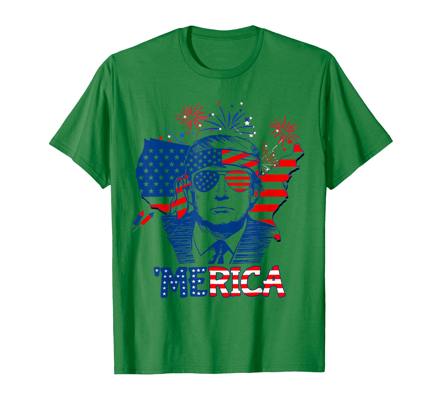 MERICA Shirt Funny 4th Of July American Flag Men Women T-Shirt