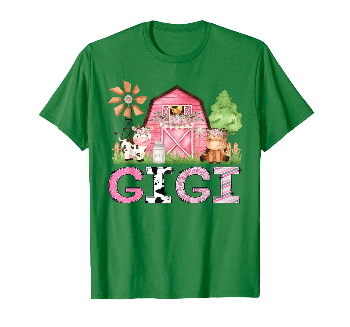 Gigi Pink Farm Animal Birthday Kids Matching Family T-Shirt