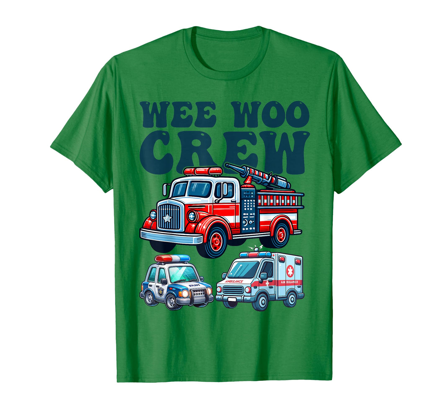 funny Wee Woo Crew Ambulance Firetruck Police Car for Kids T-Shirt