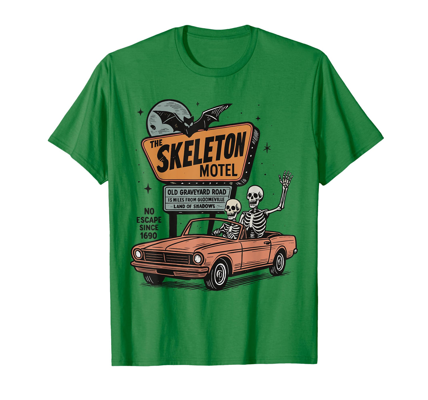 Skeleton Motel Halloween Vintage Road Halloween Skeletons T-Shirt