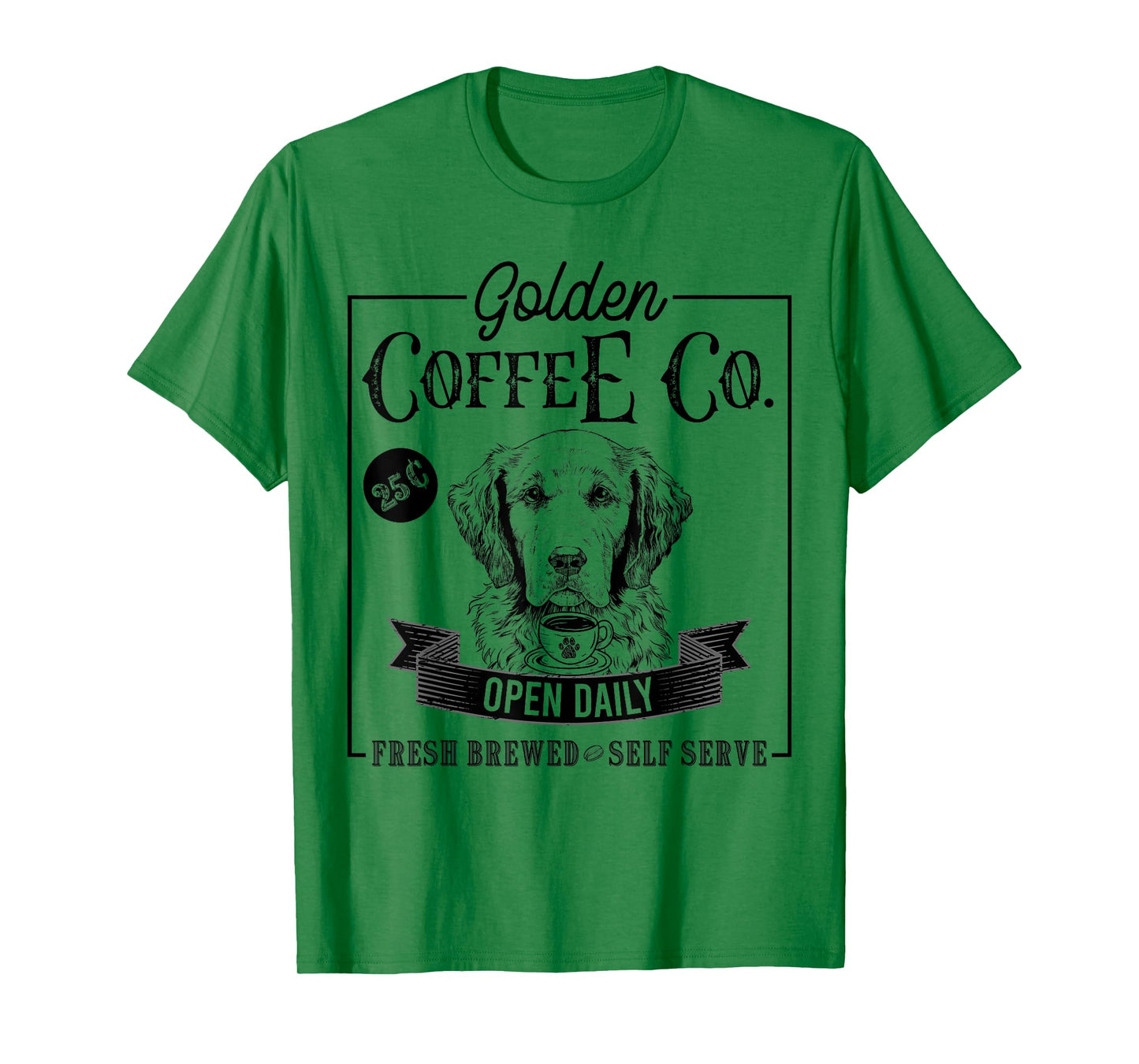 Retro Golden Retriever Coffee Funny Dog Mom Coffee Lover T-Shirt