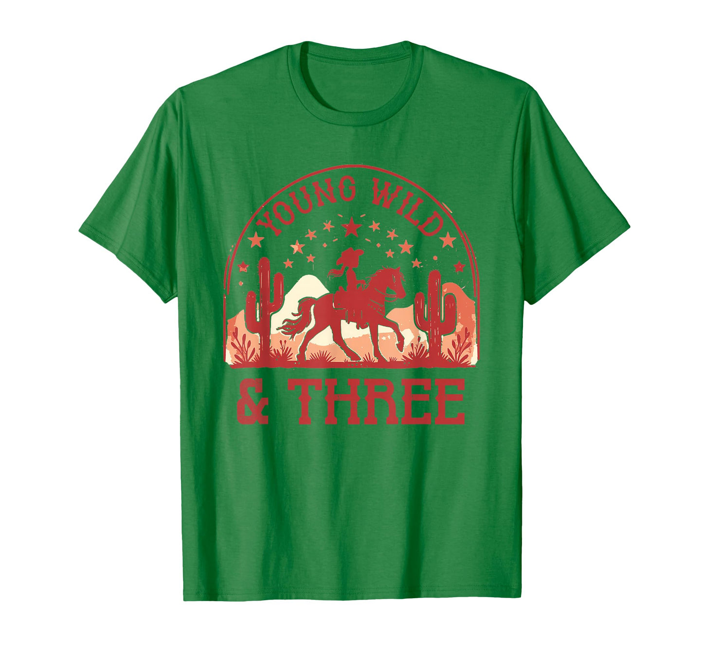 Young Wild & Three 3rd Bday Girl 3 Year Old Western Cowgirl T-Shirt